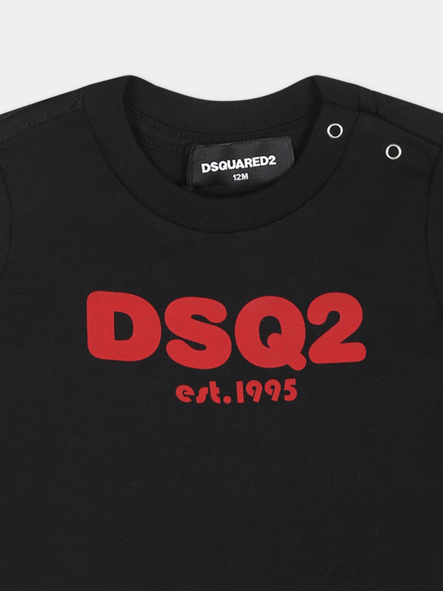 T-shirt nera per neonato con logo,Dsquared2,DQ2139 D00MV D2T1024B DQ900