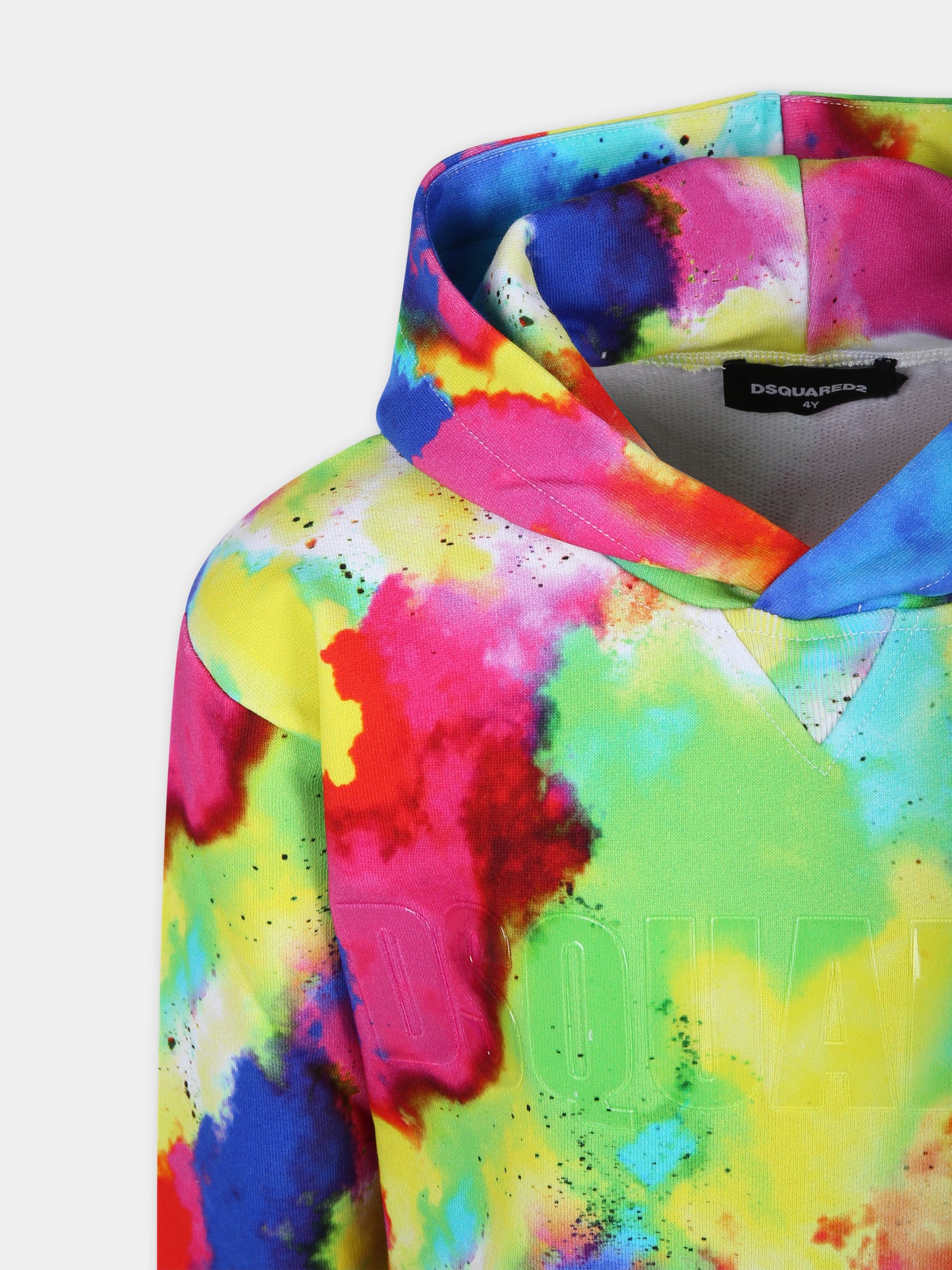 Felpa multicolor per bambino con stampa tie & dye,Dsquared2,DQ2249 D0A7Y D2S801PU DQ003
