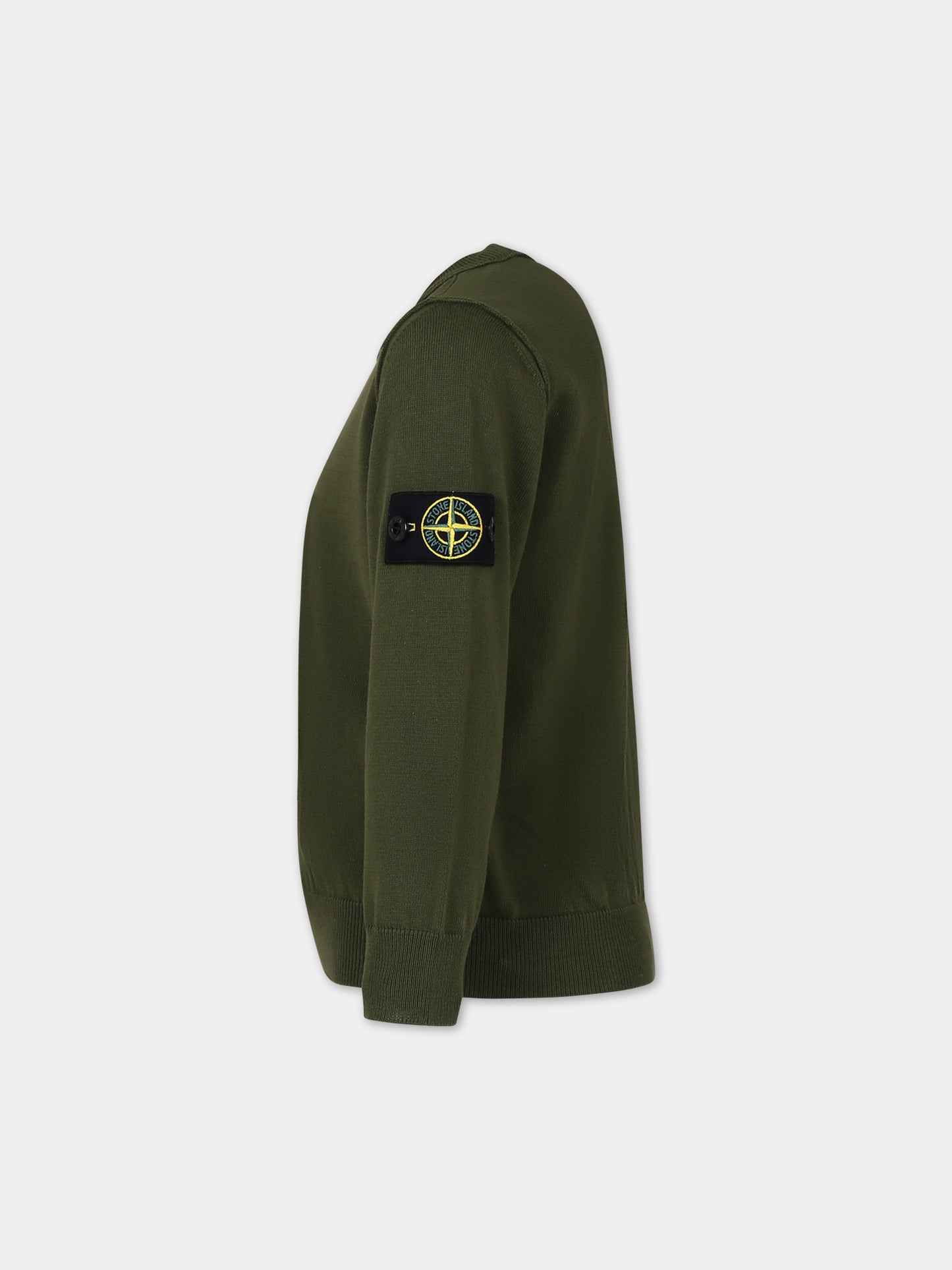 Maglione verde per bambino con bussola,Stone Island Junior,8016501B2 V0058