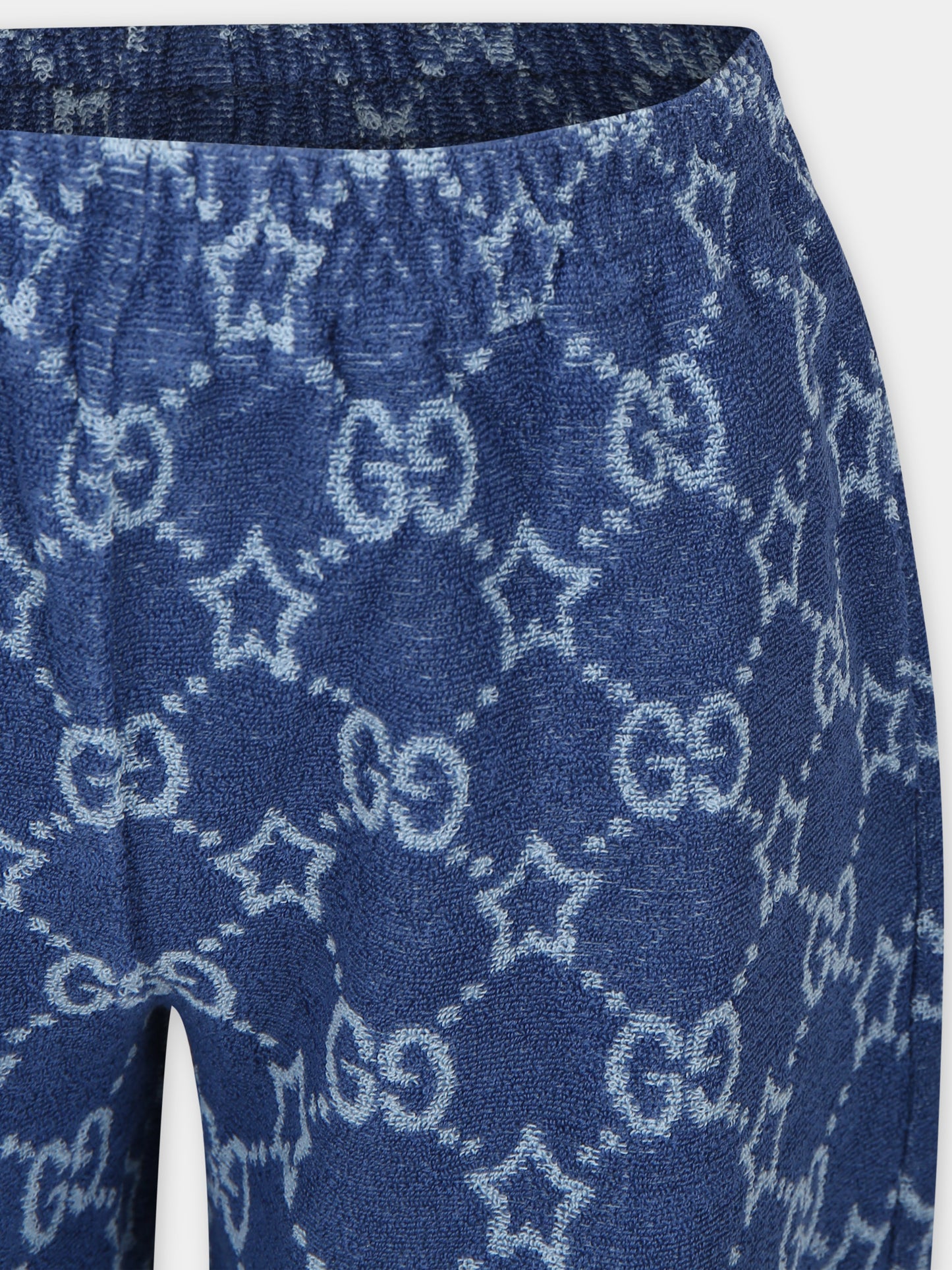 Shorts sportivo blu per bambino con stelle GG,Gucci Kids,770710 XJF5D 4695