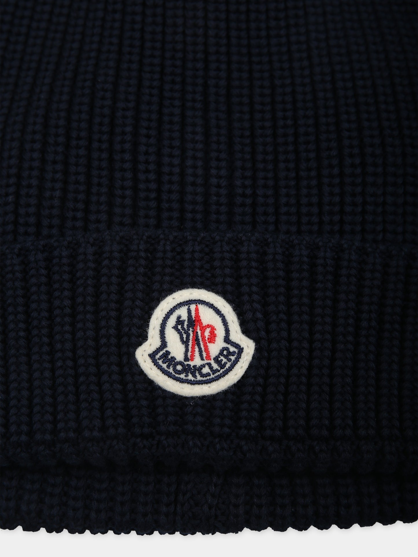 Berretto blu per bambini con logo,Moncler Kids,954 3B00003 M1367 772