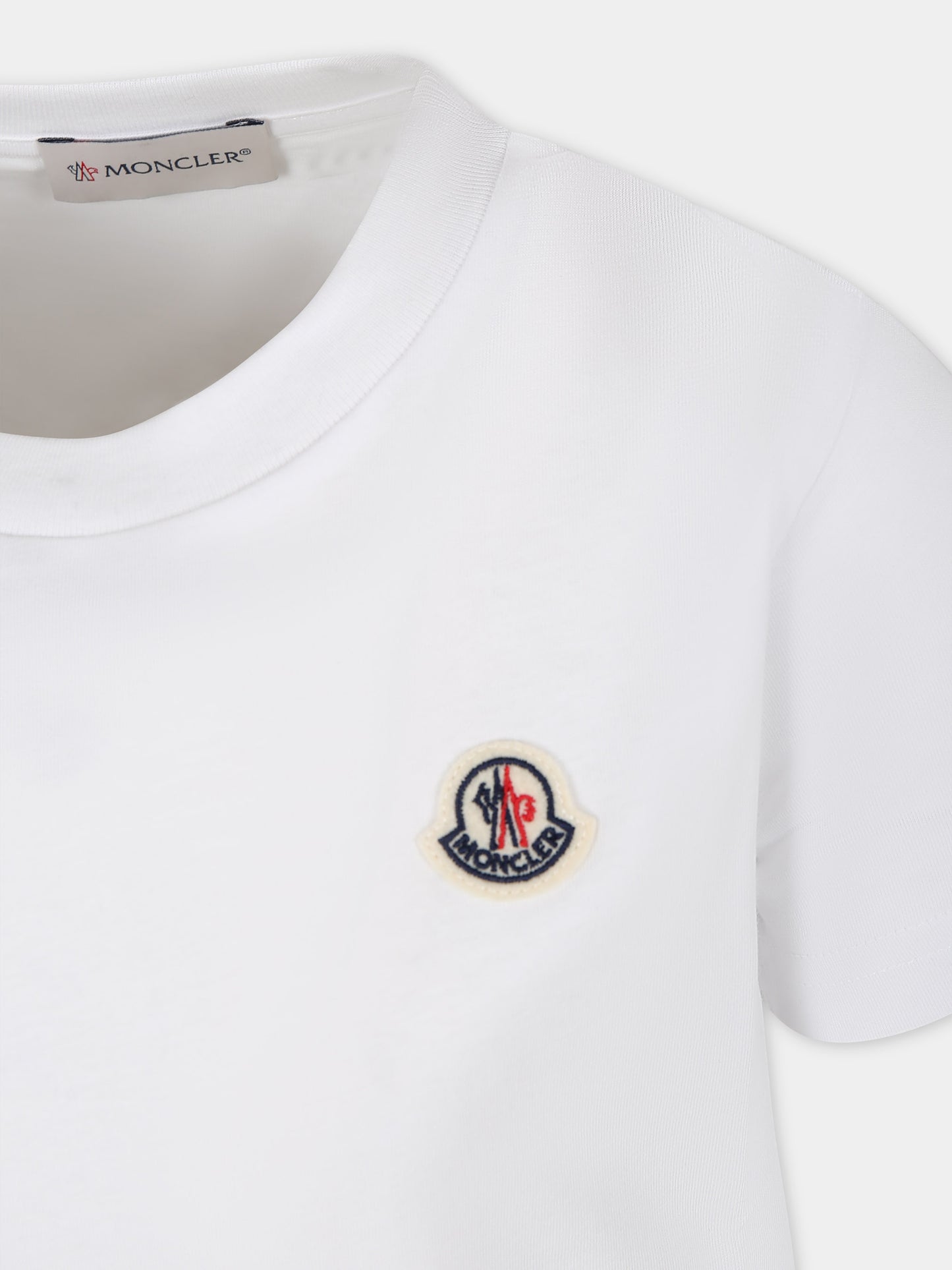 T-shirt bianca per bambini con logo,Moncler Kids,954 8C00018 83907 001