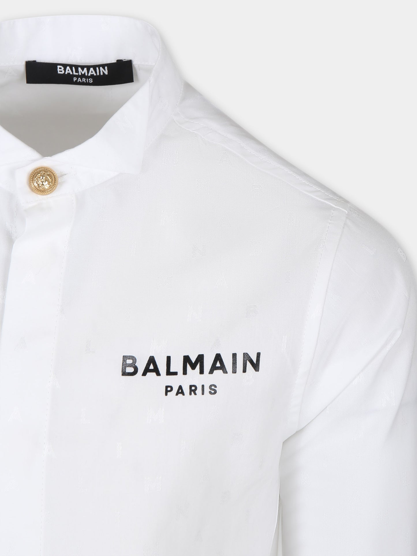 Camicia bianca per bambino con logo,Balmain Kids,BU5P10 P0366 100