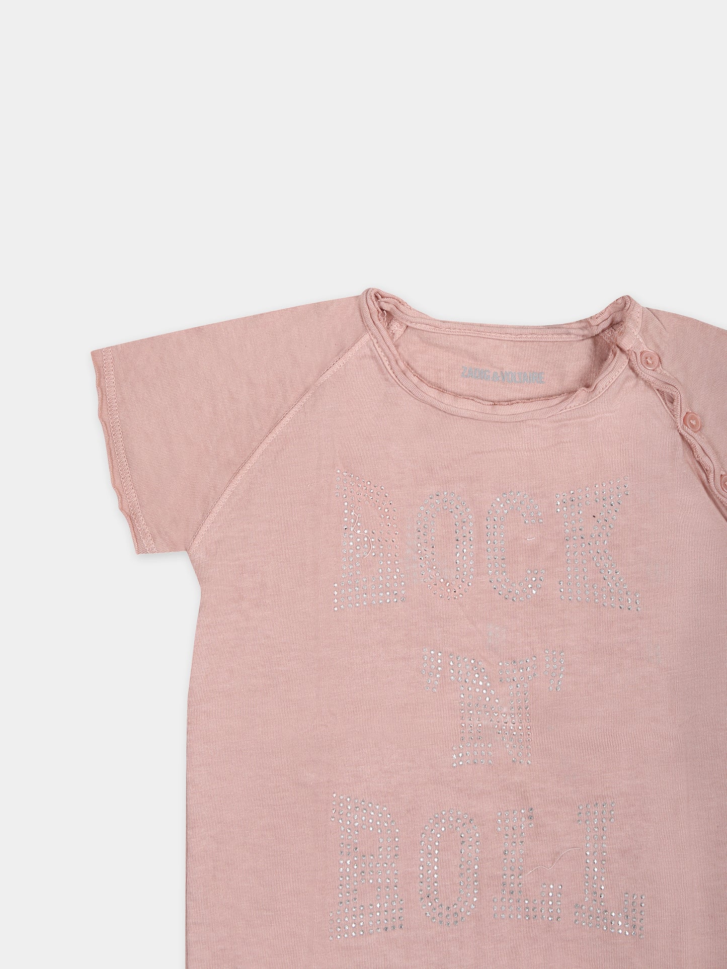 Pagliaccetto rosa per neonata con stampa,Zadig & Voltaire Kids,X60062 292