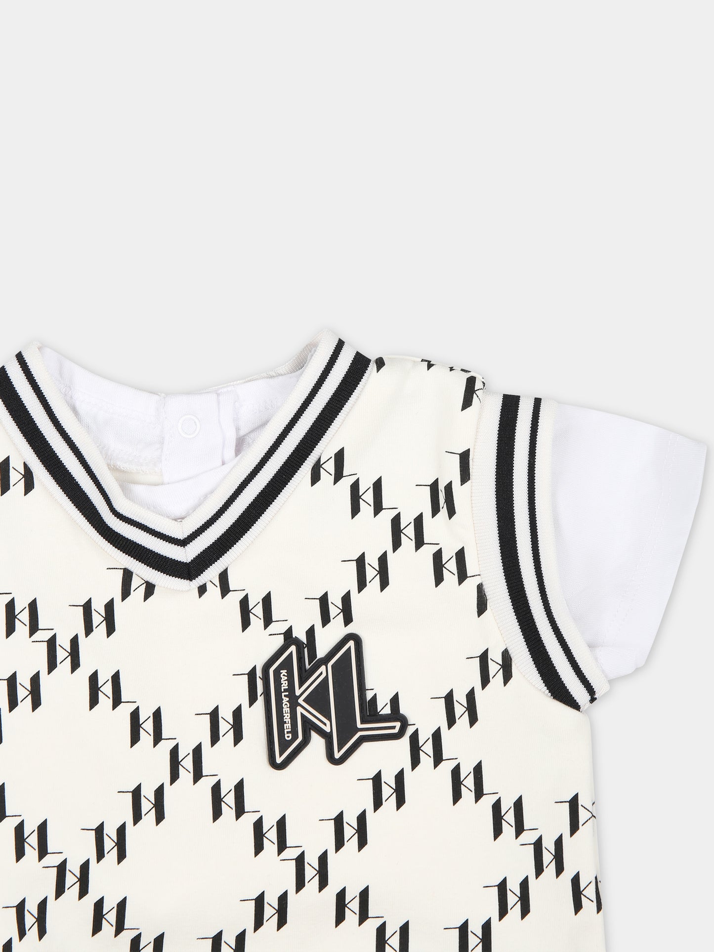 Pagliaccetto multicolor per neonato con stampa grafica K/IKoniK all-over,Karl Lagerfeld Kids,Z30128 N70