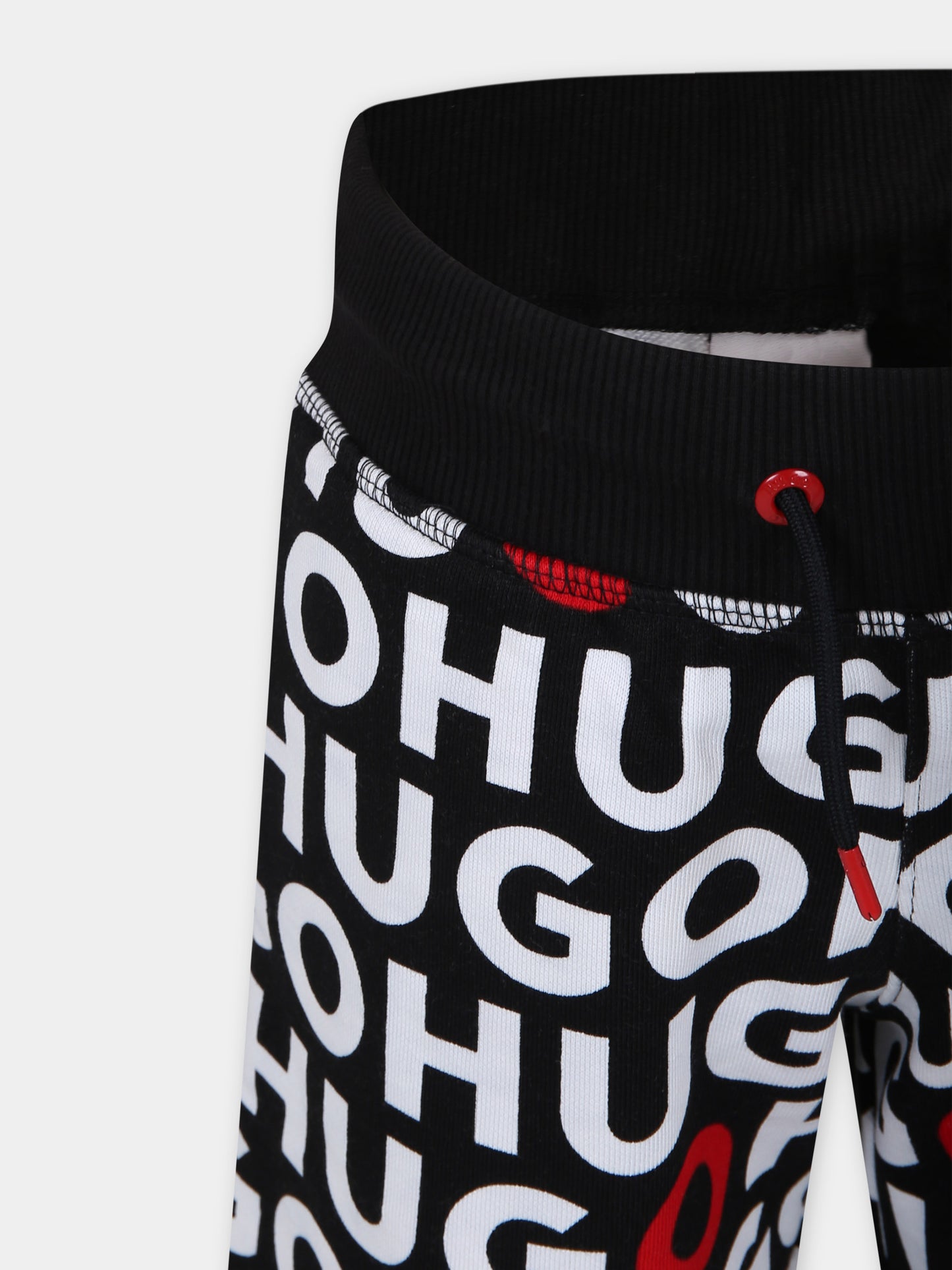 Shorts neri per bambino con logo all-over,Hugo,G00035 M99
