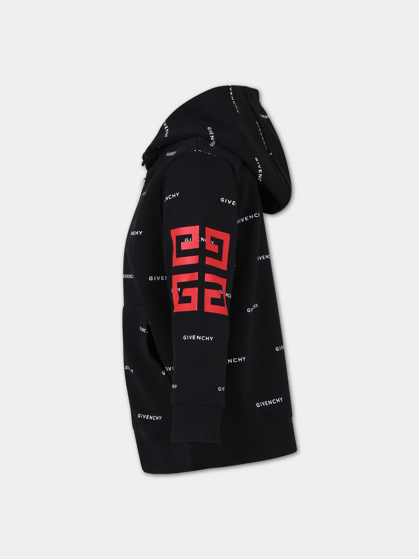 Felpa con cappuccio nera per bambino con logo,Givenchy Kids,H30109 M41