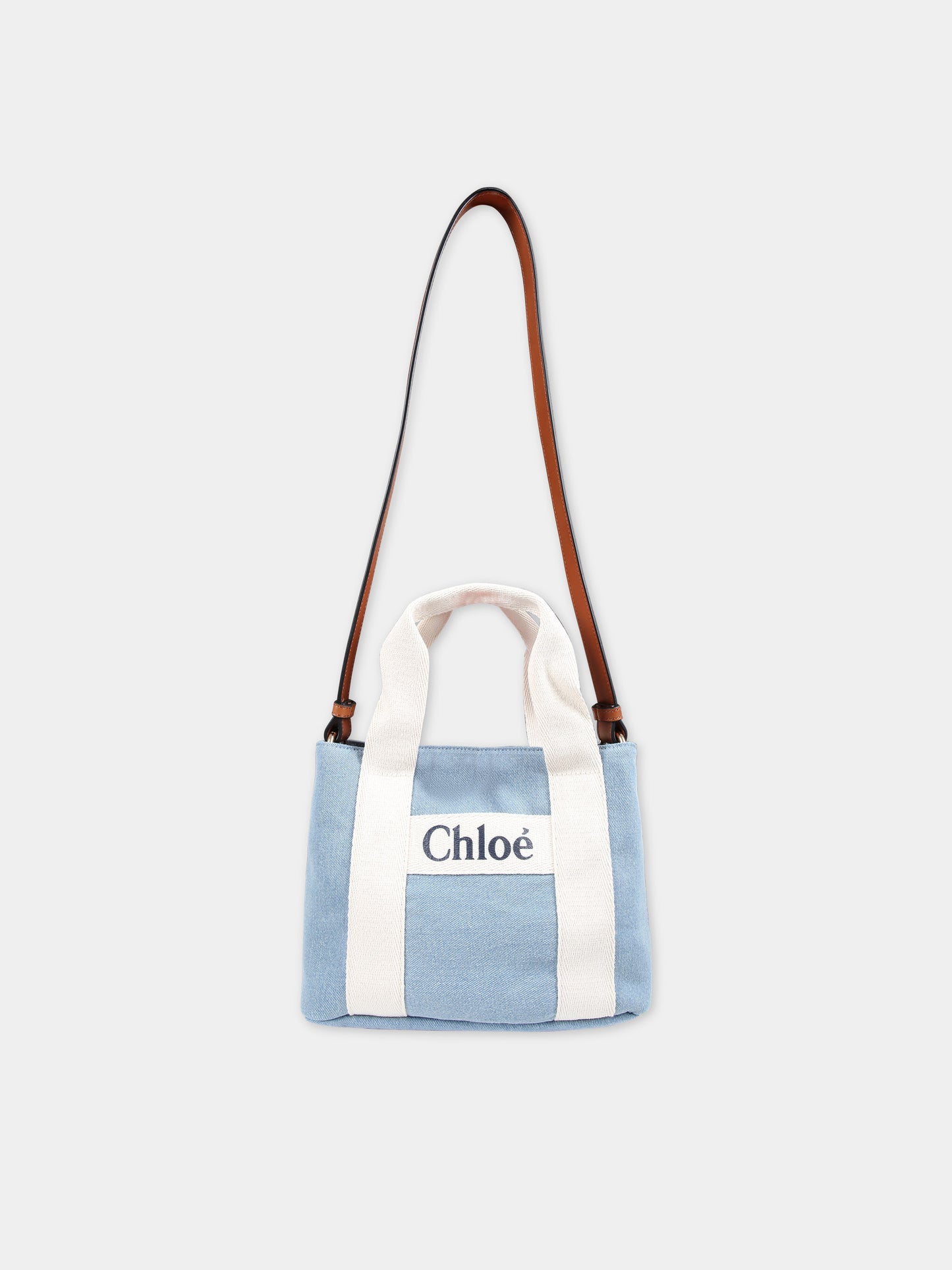 Borsa in denim per bambina con logo,Chloé Kids,C20046 Z10