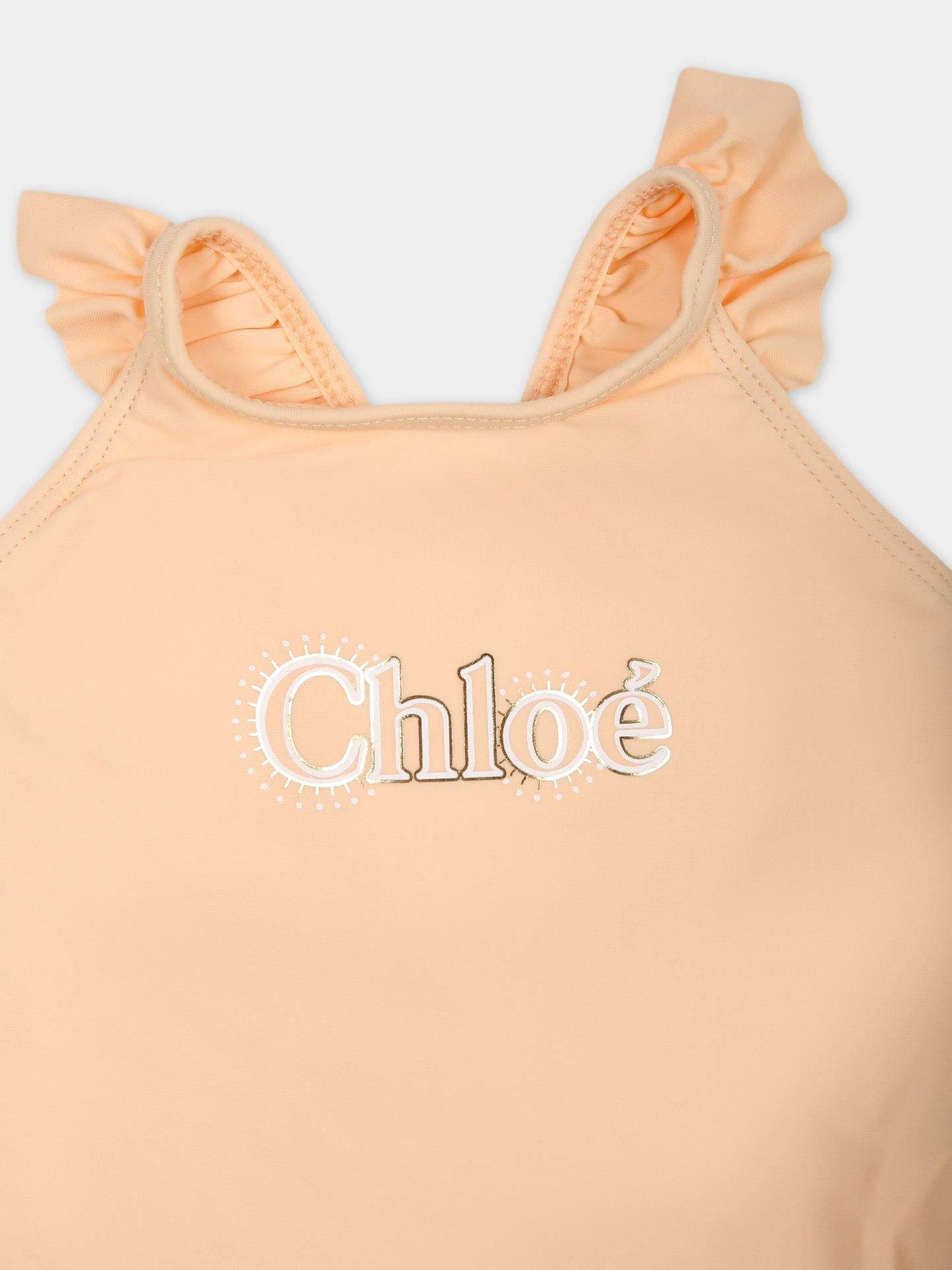 Costume intero rosa per neonata con logo,Chloé Kids,C20182 45F