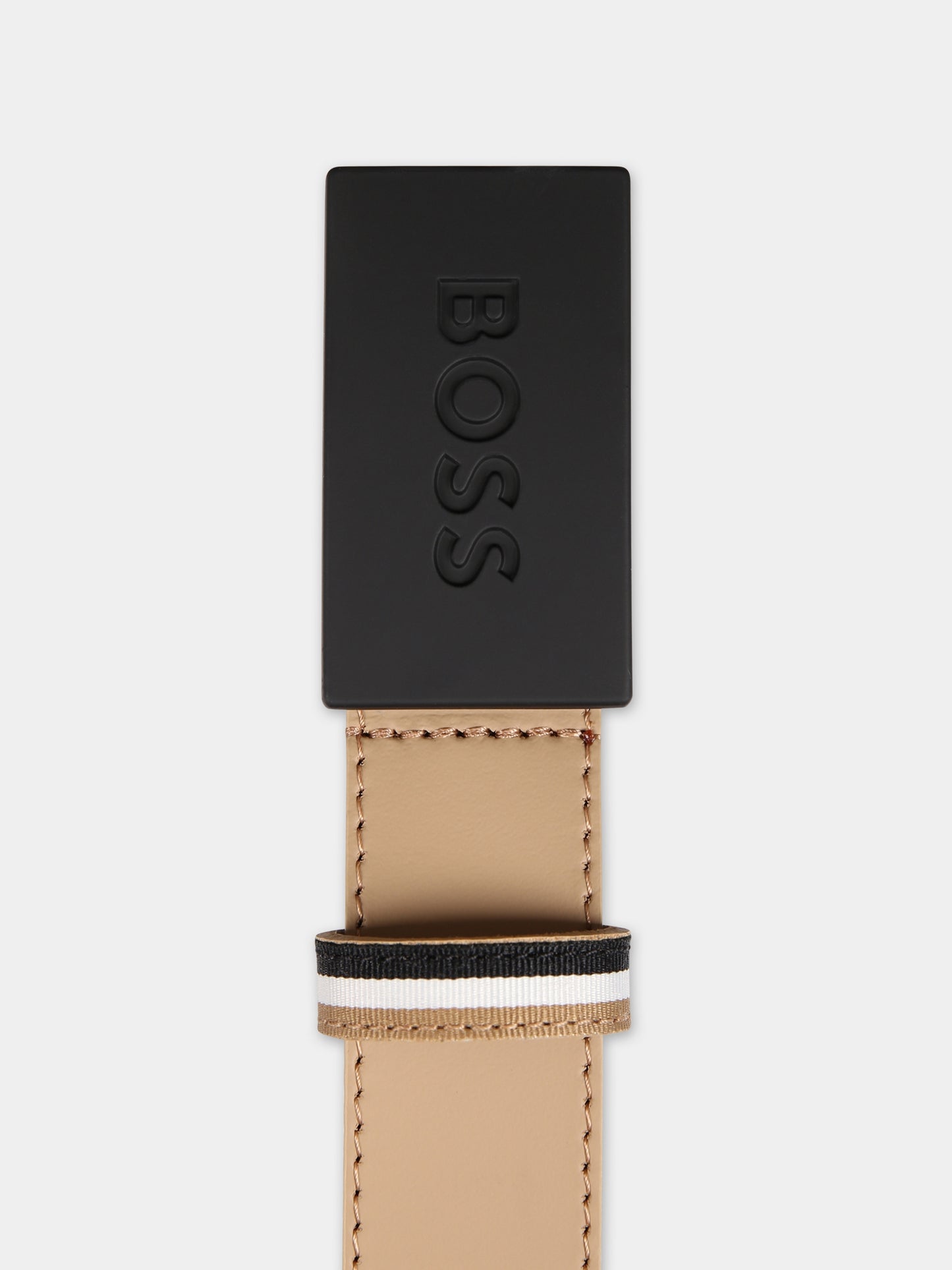 Beige belt for boy with logo