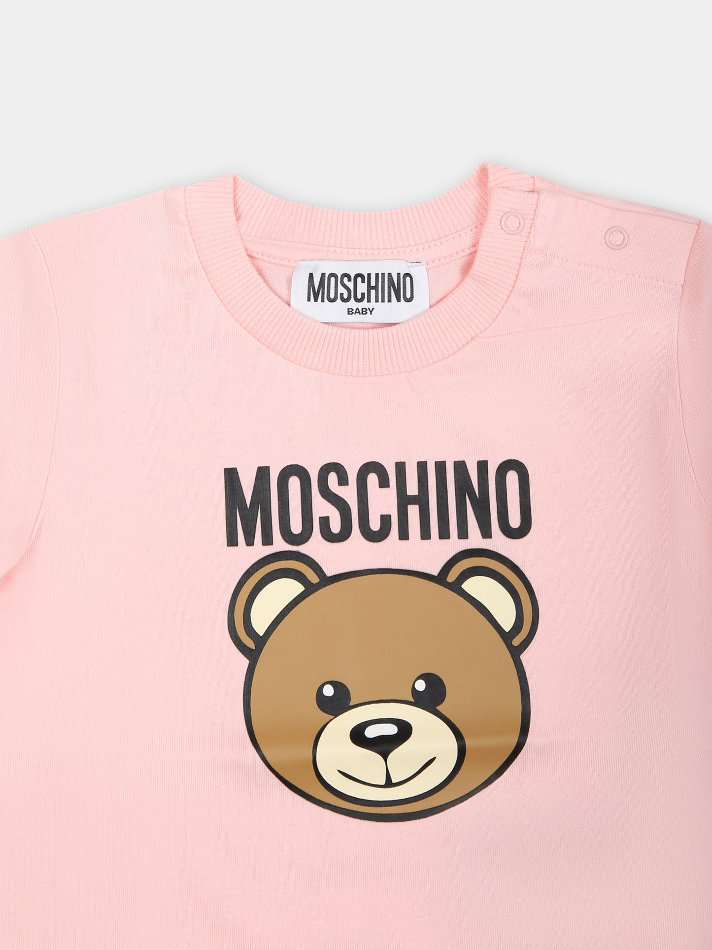 T-shirt rosa per neonata con Teddy Bear,Moschino Kids,MUM03Y LAA02 50209