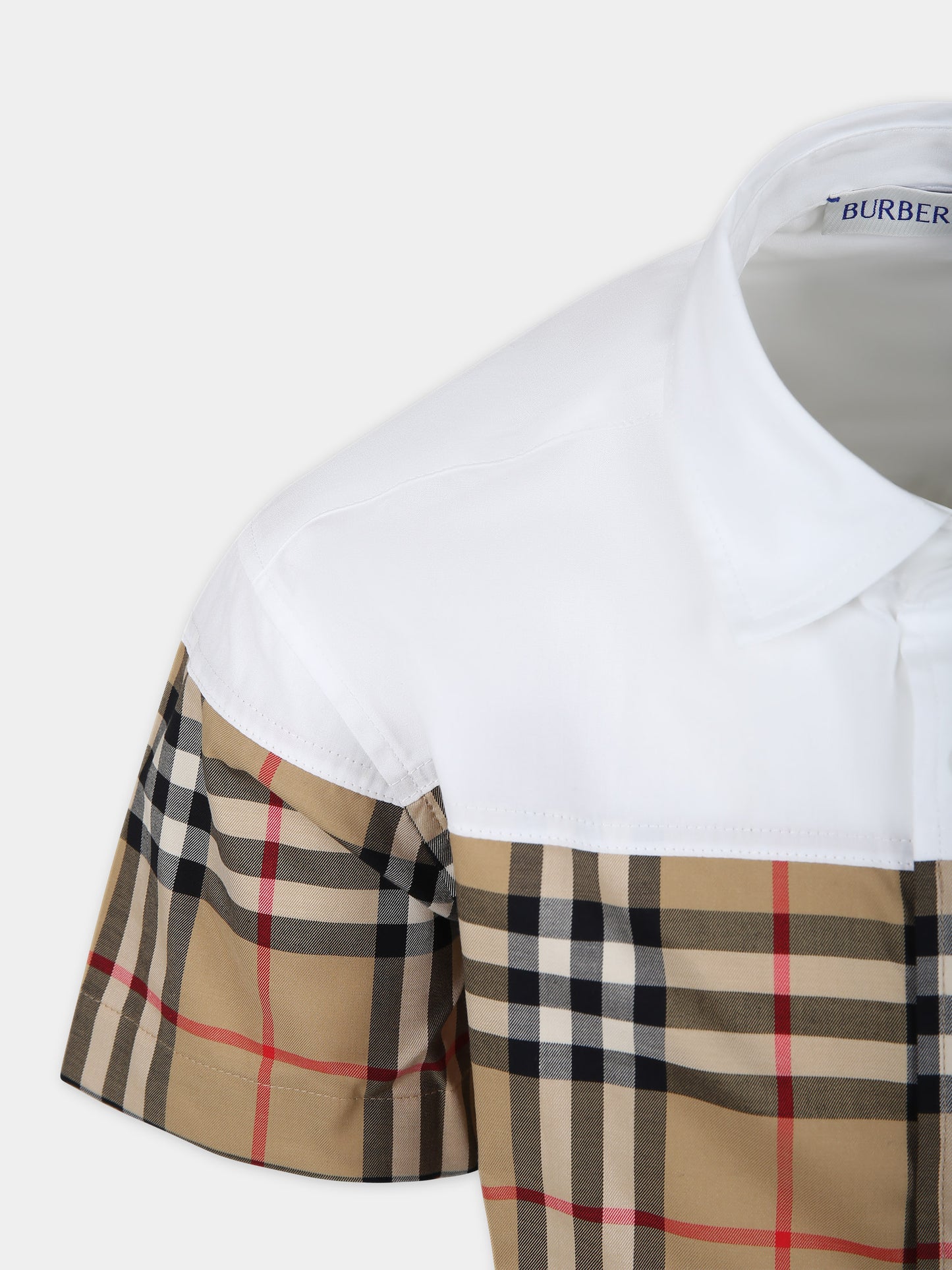 Camicia bianca per bambino con iconico check vintage,Burberry Kids,8073366 A1464