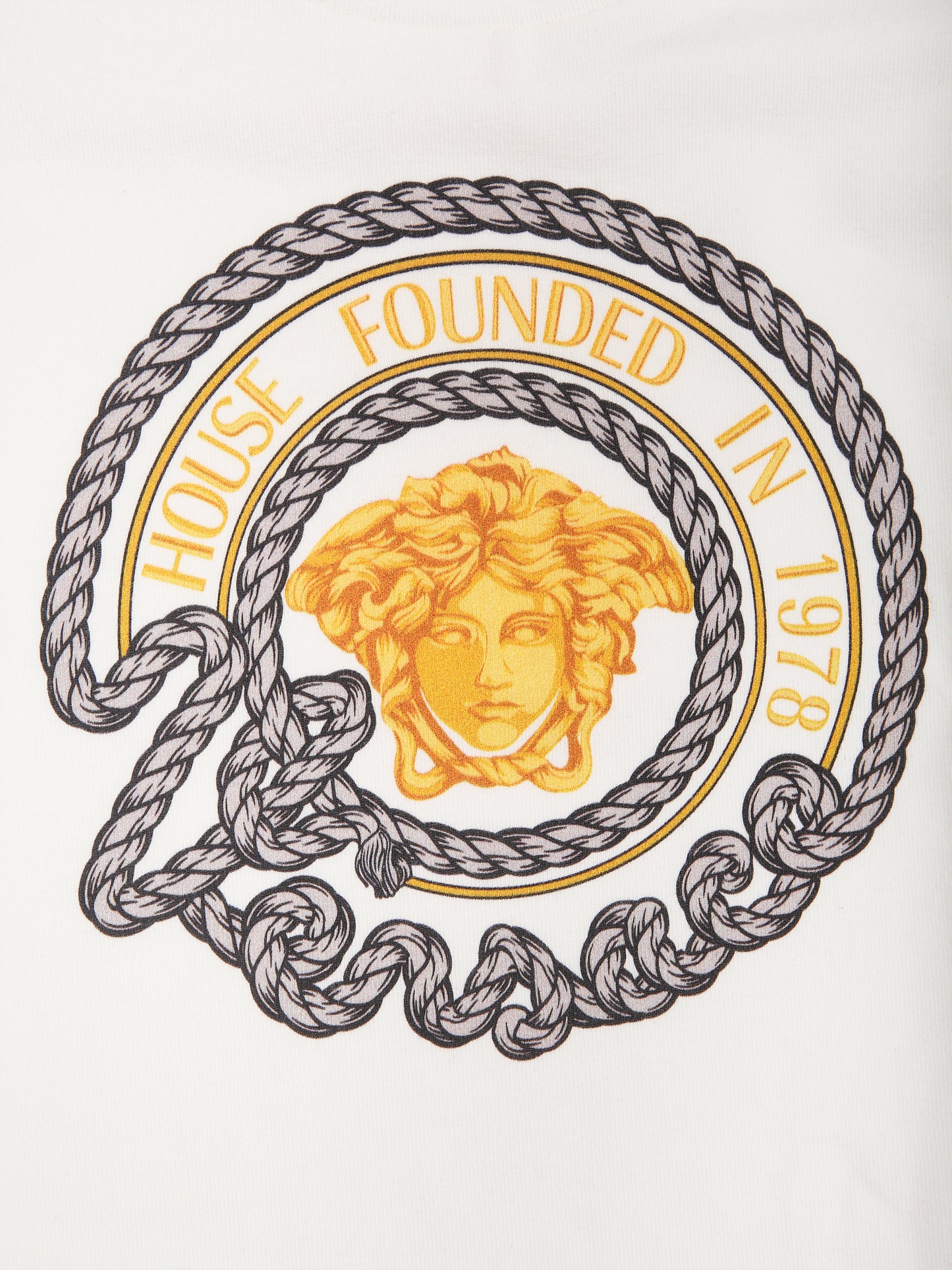 T-shirt bianca per neonata con stampa ancora,Versace,1014029 1A09973 6WC00