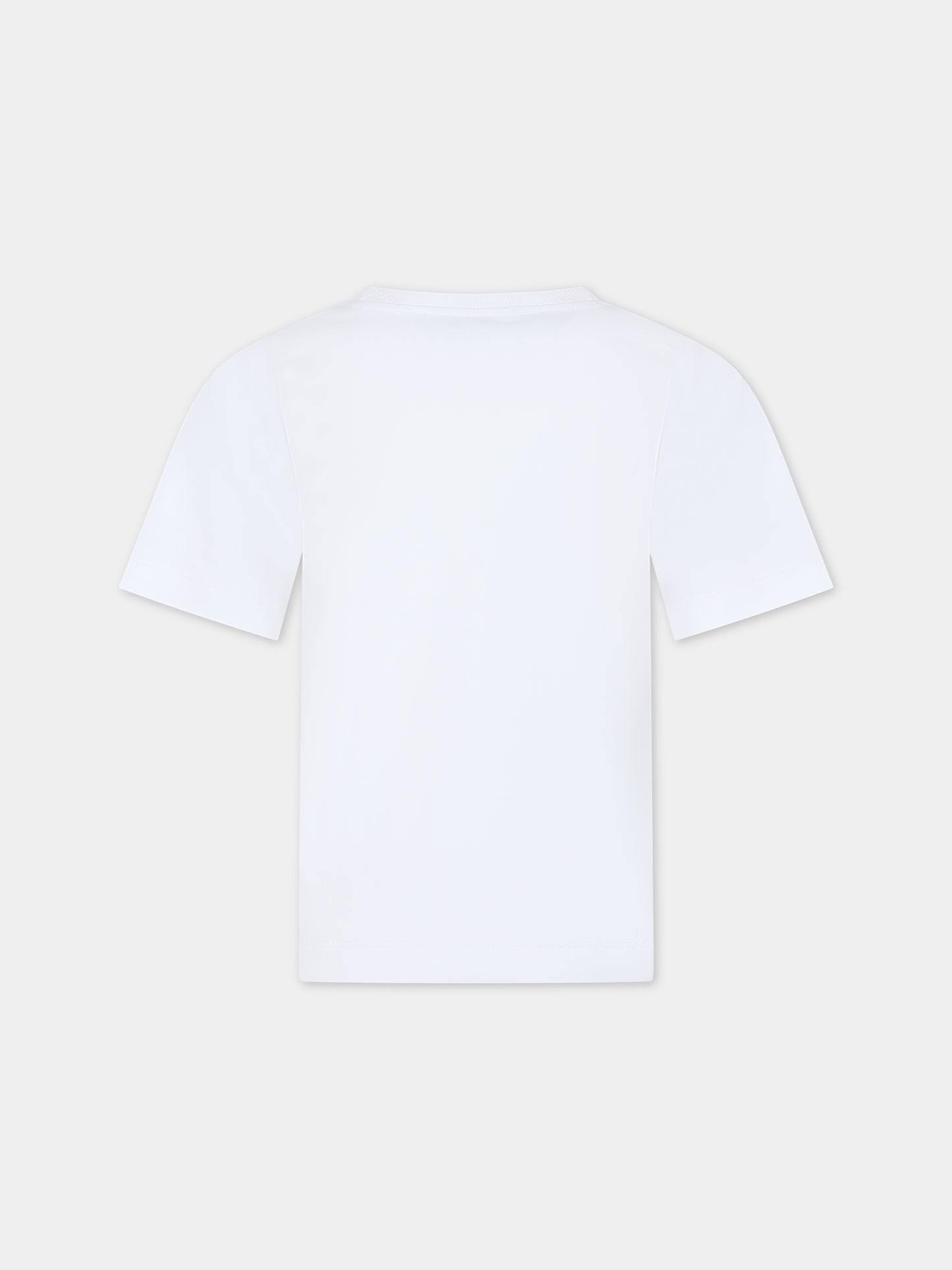 T-shirt bianca per bambini con logo blu,Moschino Kids,H2M02T LBA00 10101