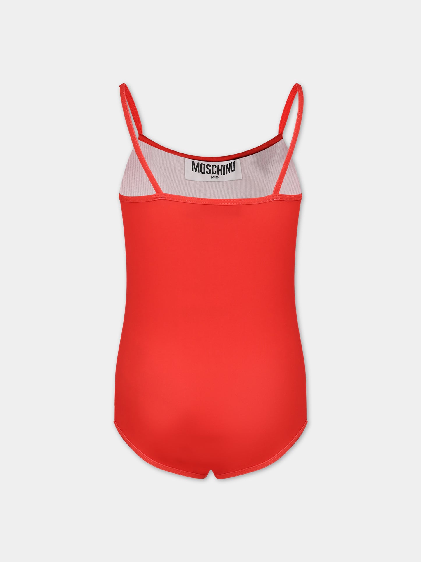 Costume rosso per neonata con Teddy Bear e logo,Moschino Kids,HDL00N LKA00 50109