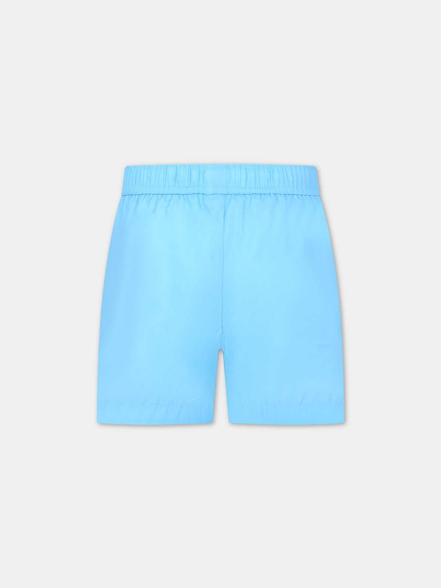 Boxer-mare celeste per bambino con Teddy Bear e logo,Moschino Kids,HUL01C LKA02 41020