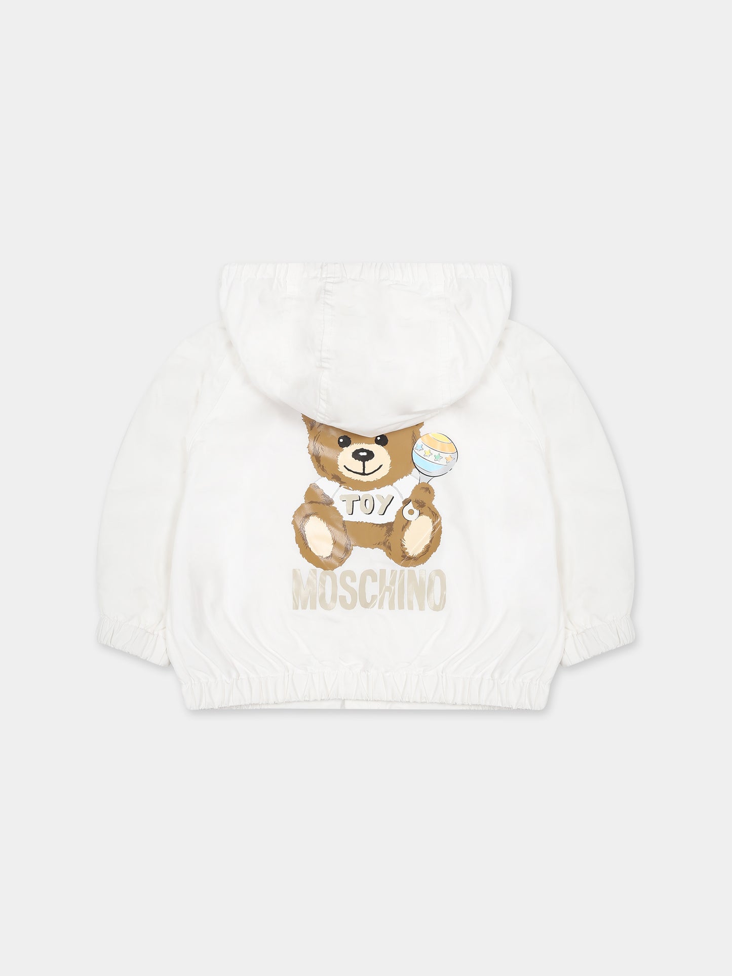 Giacca bianca a vento per neonati con Teddy Bear e logo,Moschino Kids,MUS029 L3A39 10063