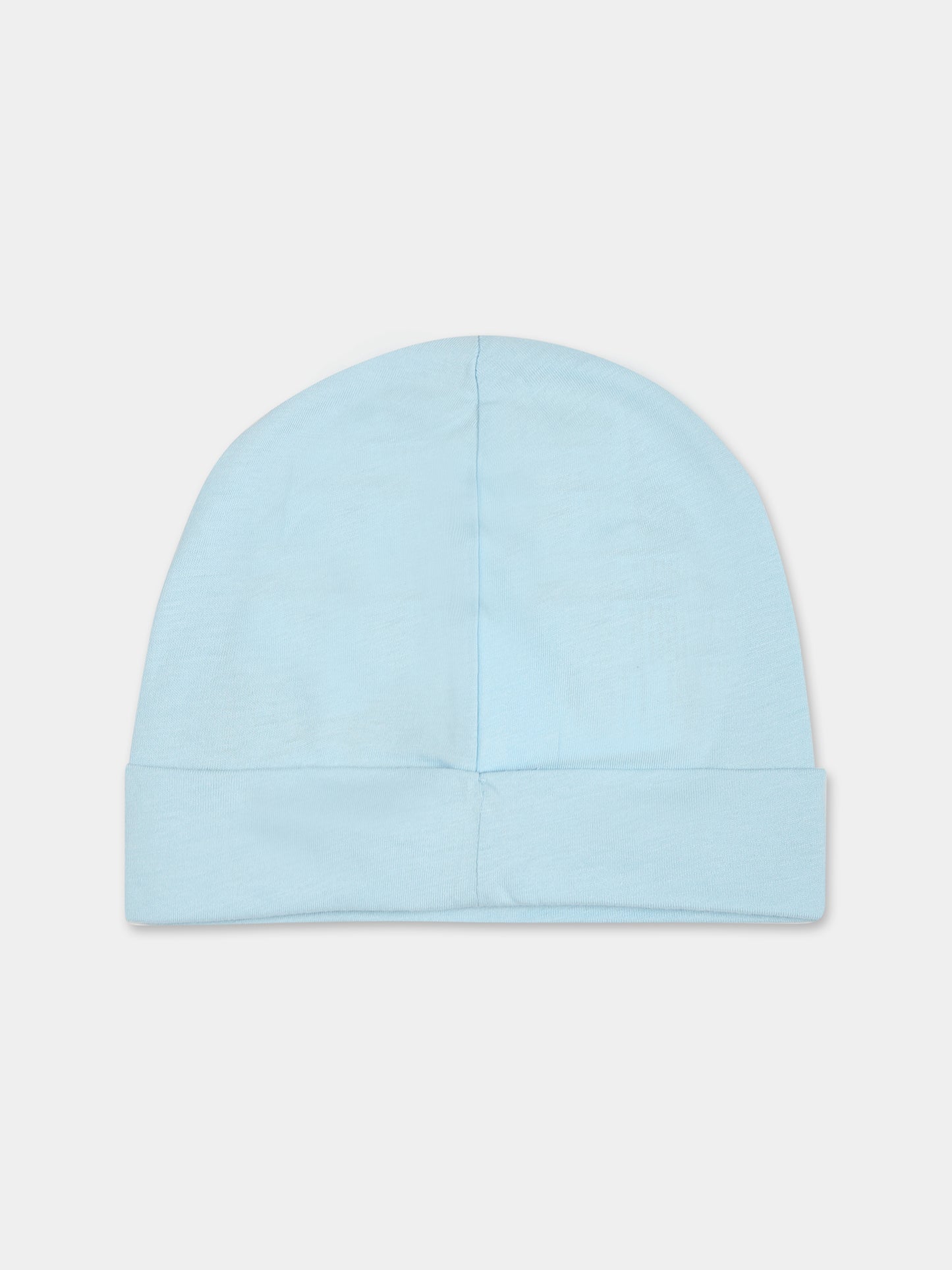 Cappello celeste per neonato con Teddy bear e logo,Moschino Kids,MVX031 LAA03 40304