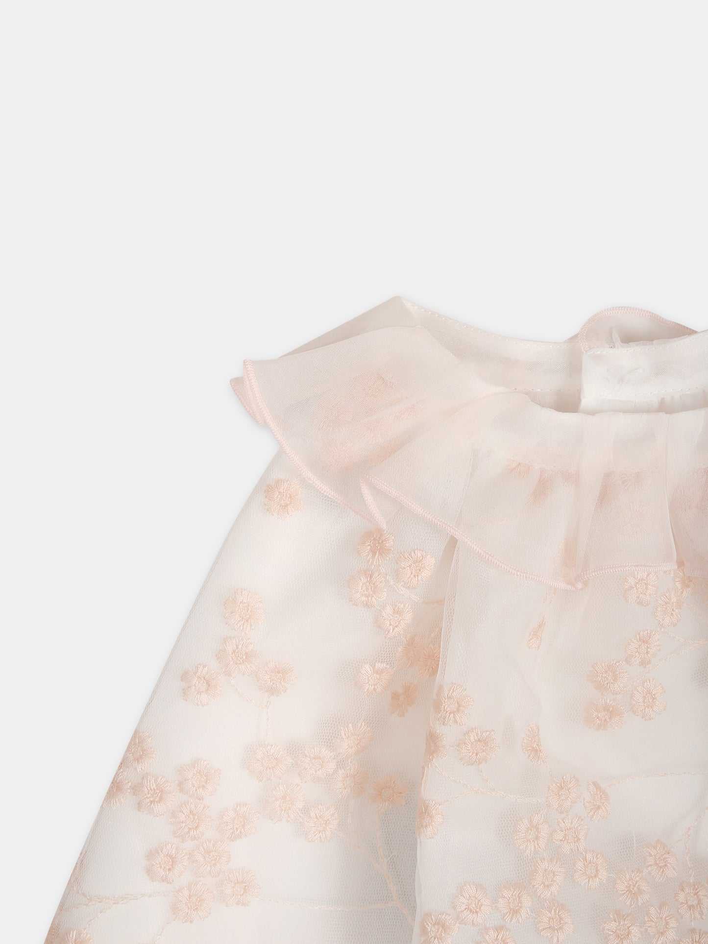 Vestito rosa per neonata con fiori ricamati,La Stupenderia,CBAB56X63