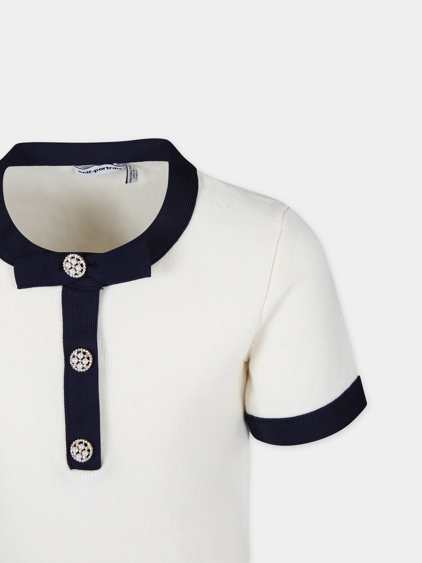 Vestito elegante avorio in maglia per bambina,Self-portrait,RS24 737S C