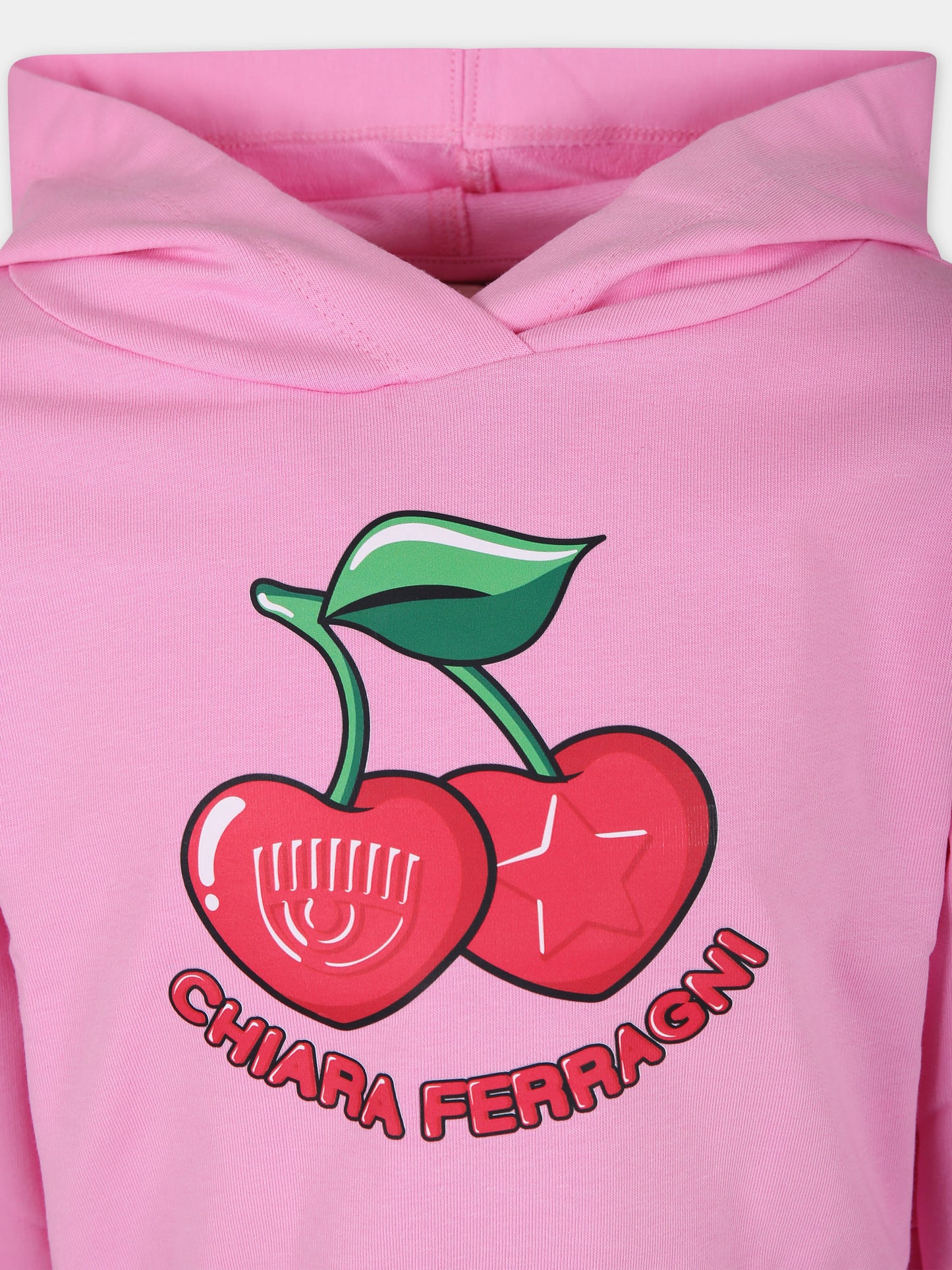 Felpa fucsia per bambina con ciliegie e logo,Chiara Ferragni Collection,59C606 3002 093F