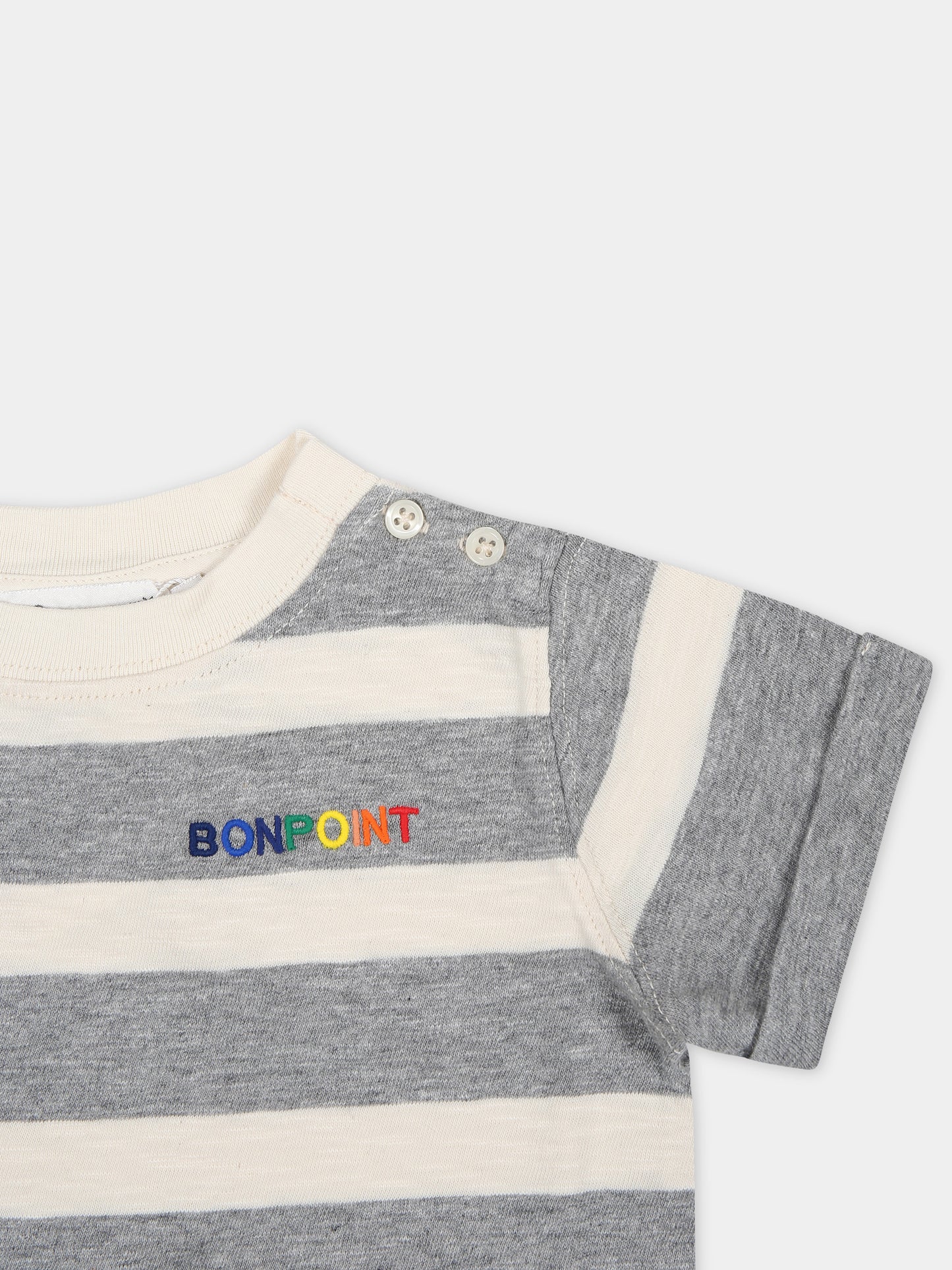 T-shirt grigia per neonati con logo,Bonpoint,S04YTSK00005 292C