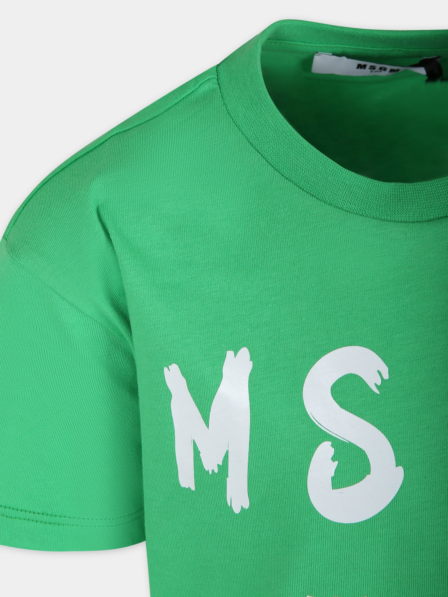 T-shirt verde per bambini con logo,Msgm Kids,S4MSJUTH012 080