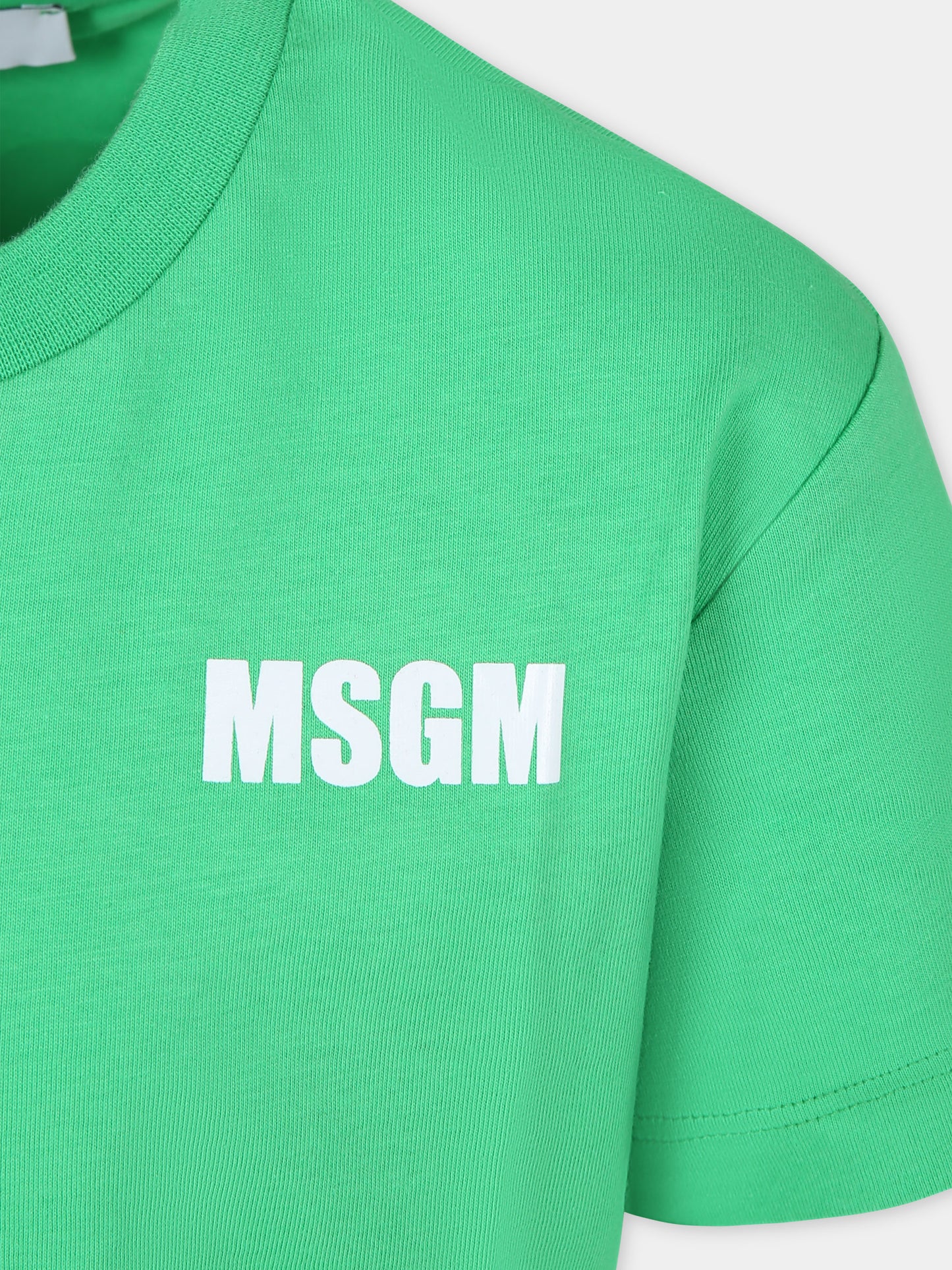 T-shirt verde per bambini con logo,Msgm Kids,S4MSJUTH005 080