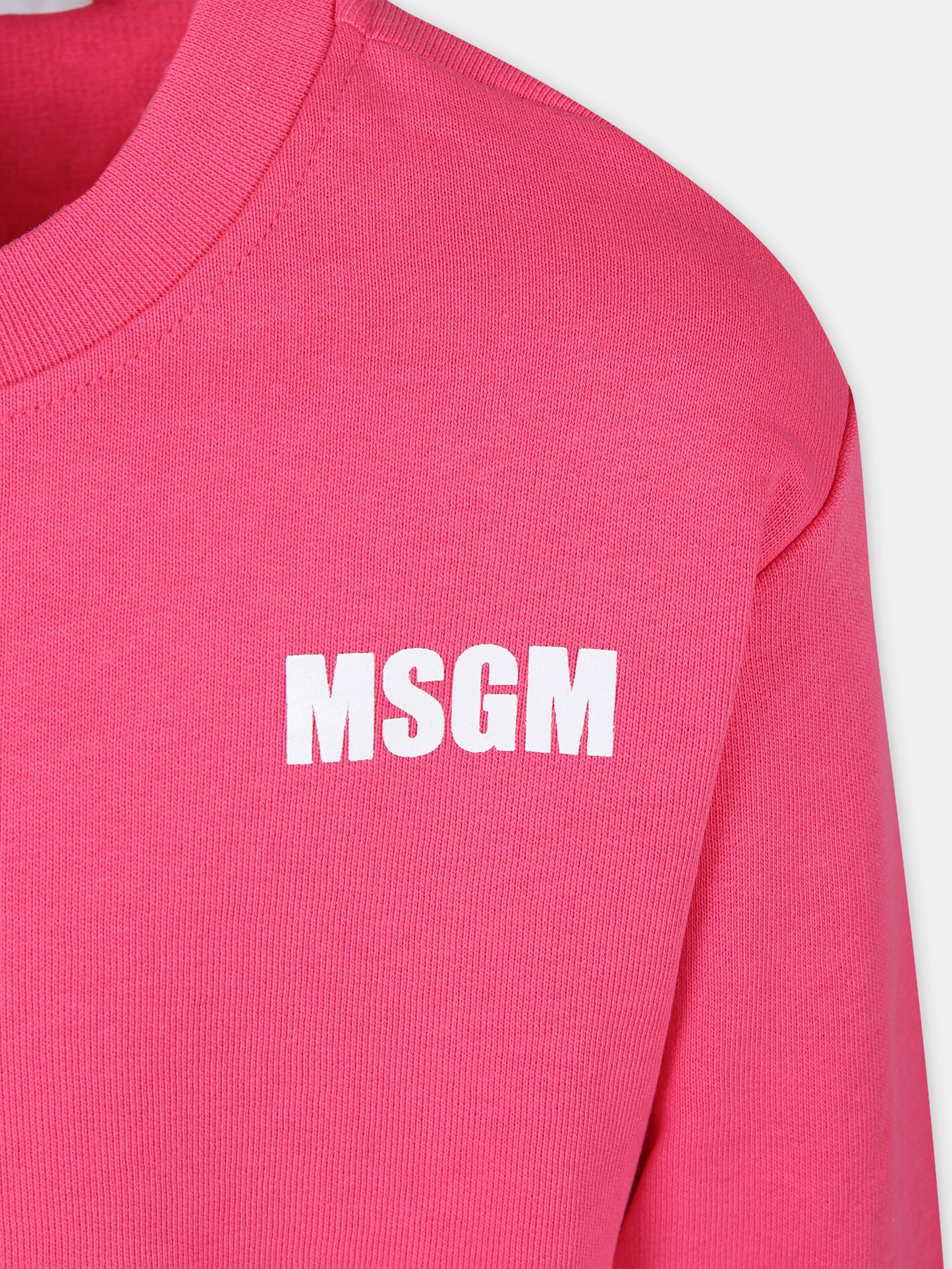 Felpa fucsia per bambini con logo,Msgm Kids,S4MSJUSW013 044