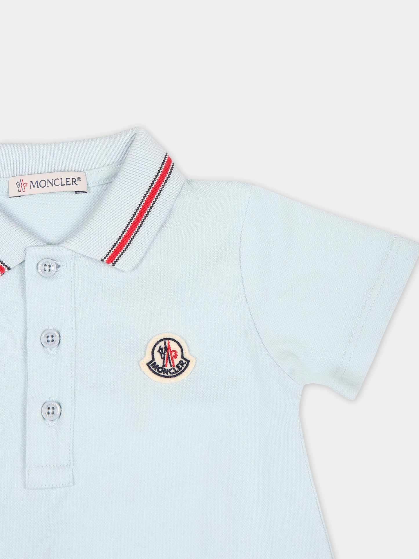 Pagliaccetto celeste per neonato con logo,Moncler Kids,951 8L00011 8496F 70C