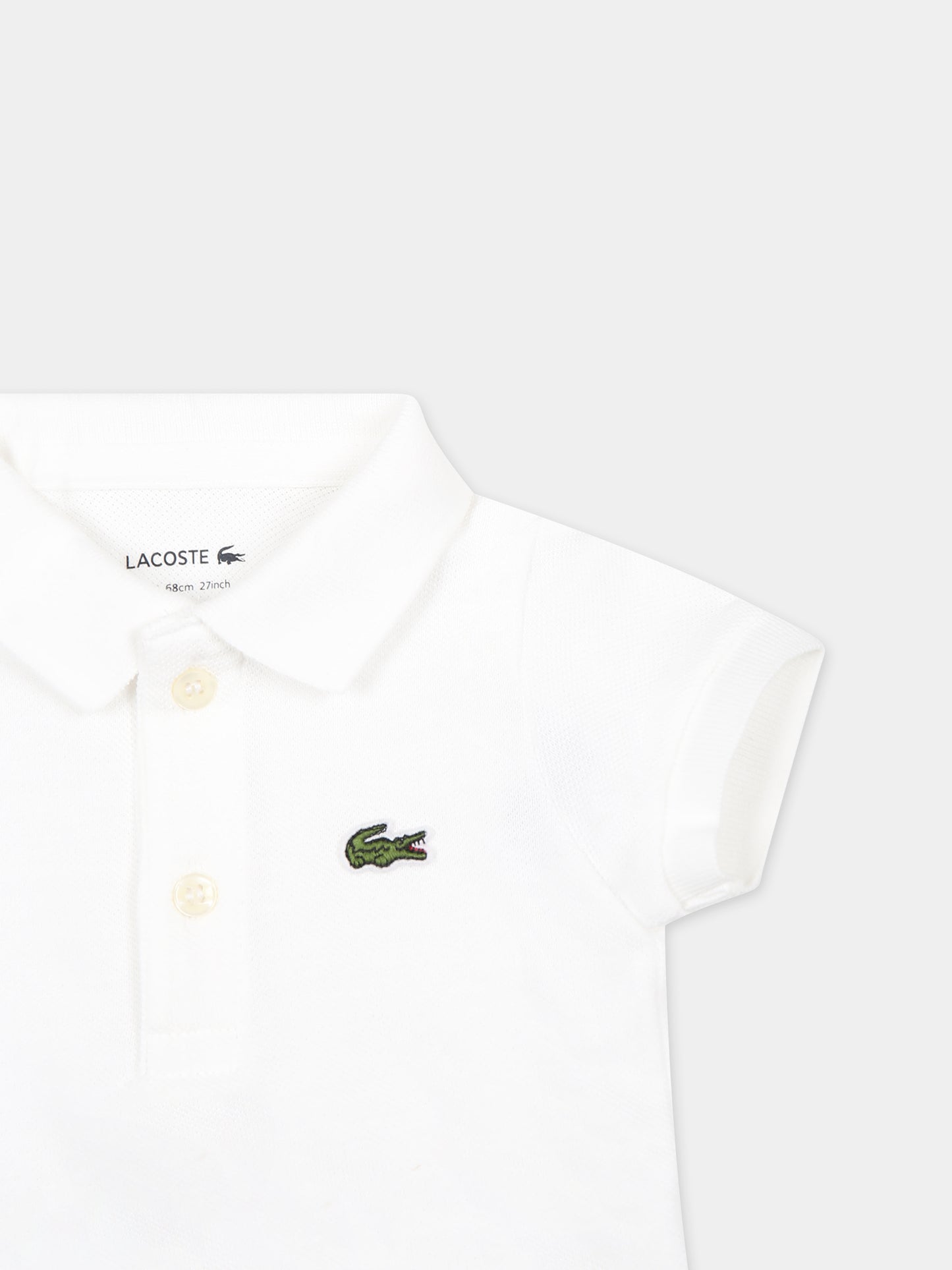 Body bianco per neonati con coccodrillo,Lacoste,4J6963 001