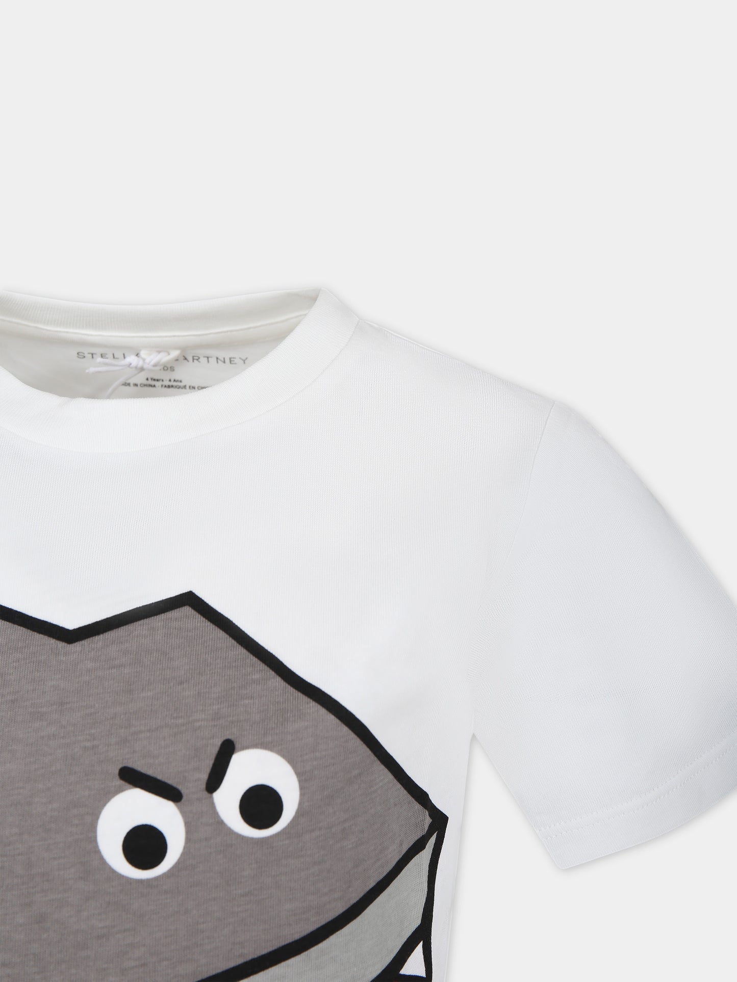 T-shirt bianca per bambino con squalo,Stella Mccartney Kids,TU8P11 Z0434 101