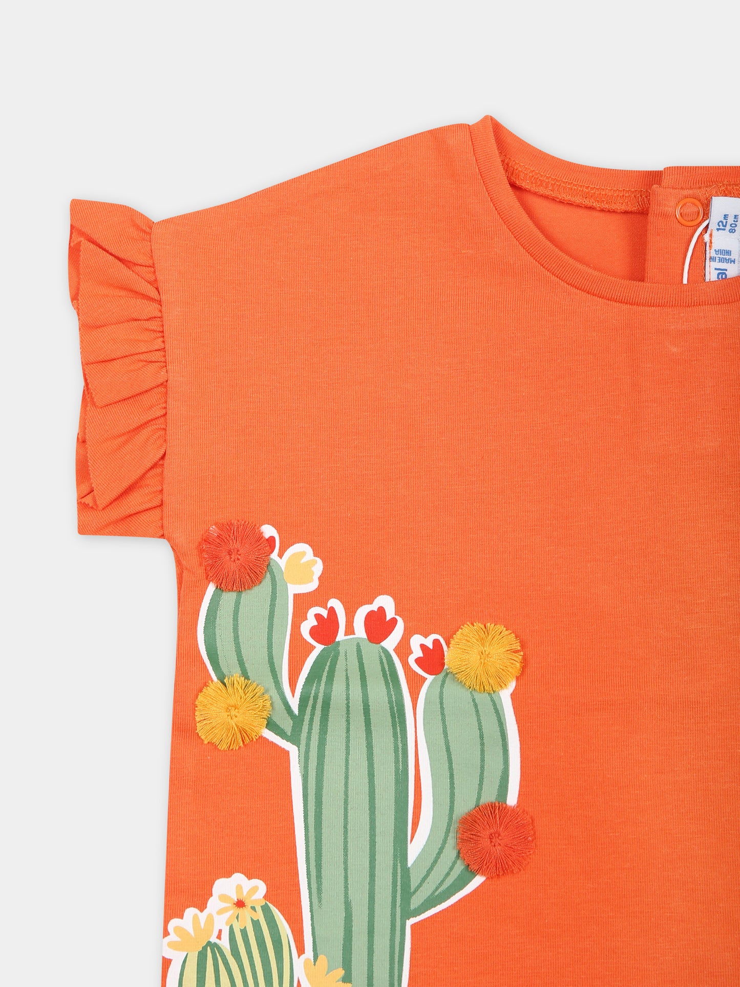 T-shirt arancione per neonata con stampa lama,Mayoral,1013 030