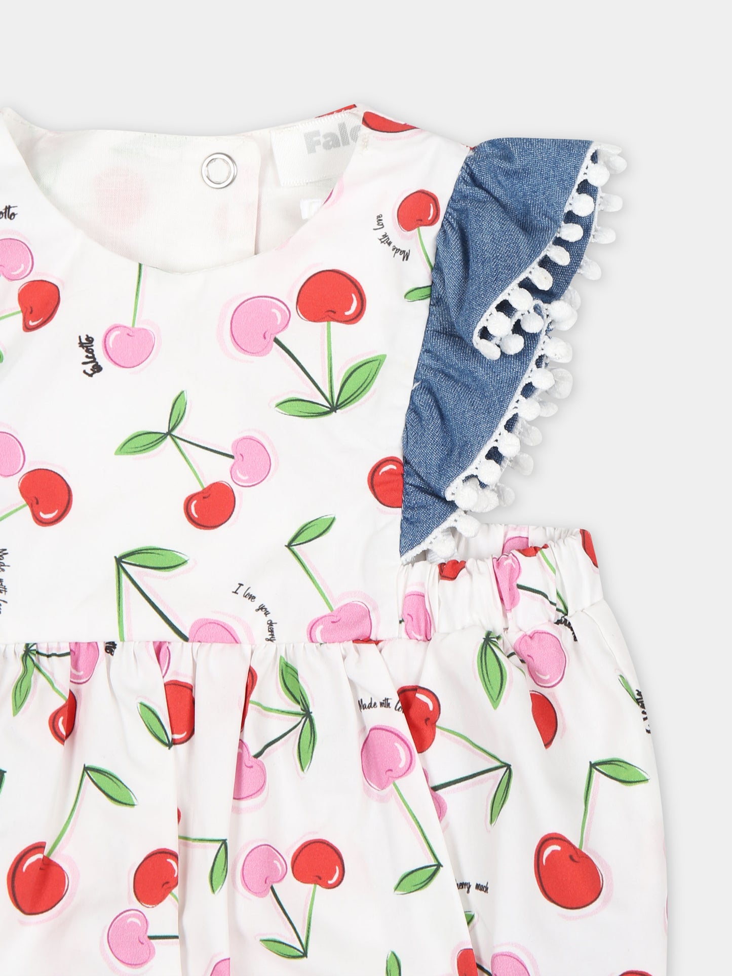 Pagliaccetto bianco per neonata con stampa ciliegie,Falcotto,001 6002215 01 1H09
