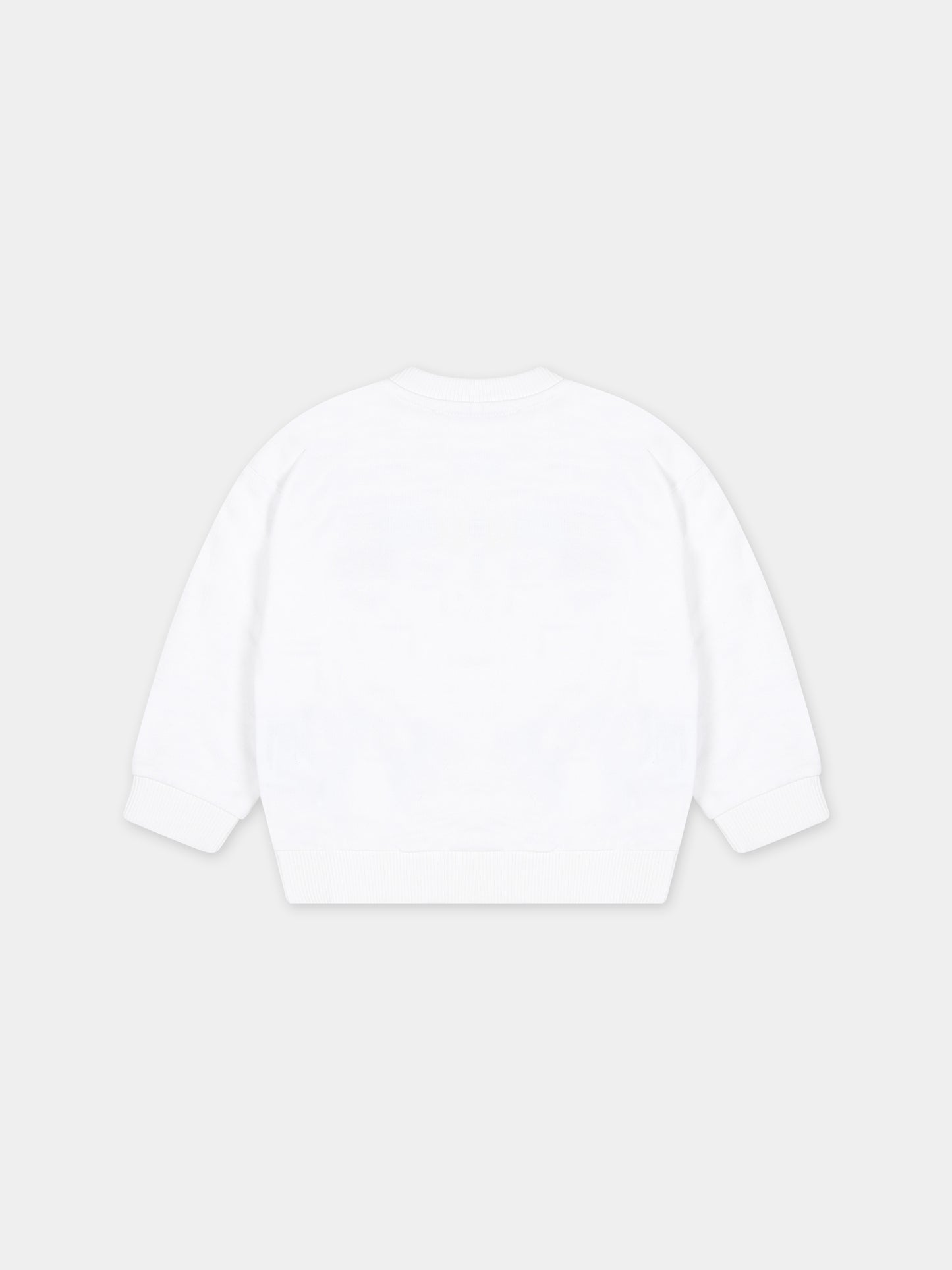 Felpa bianca per neonati con Teddy Bears e logo,Moschino Kids,MTF03N LCA51 10101