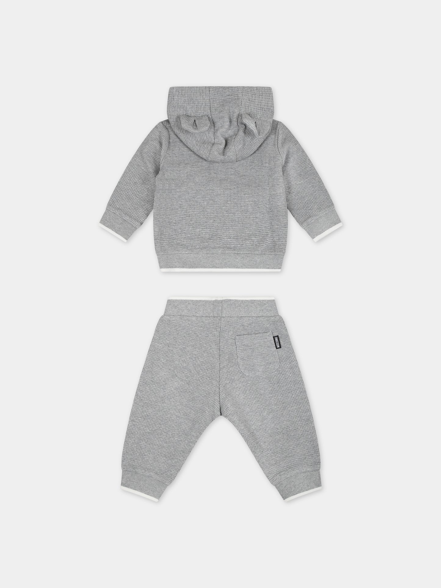 Completo grigio per neonato con Teddy Bear,Moschino Kids,MUK048 LCA57 60926