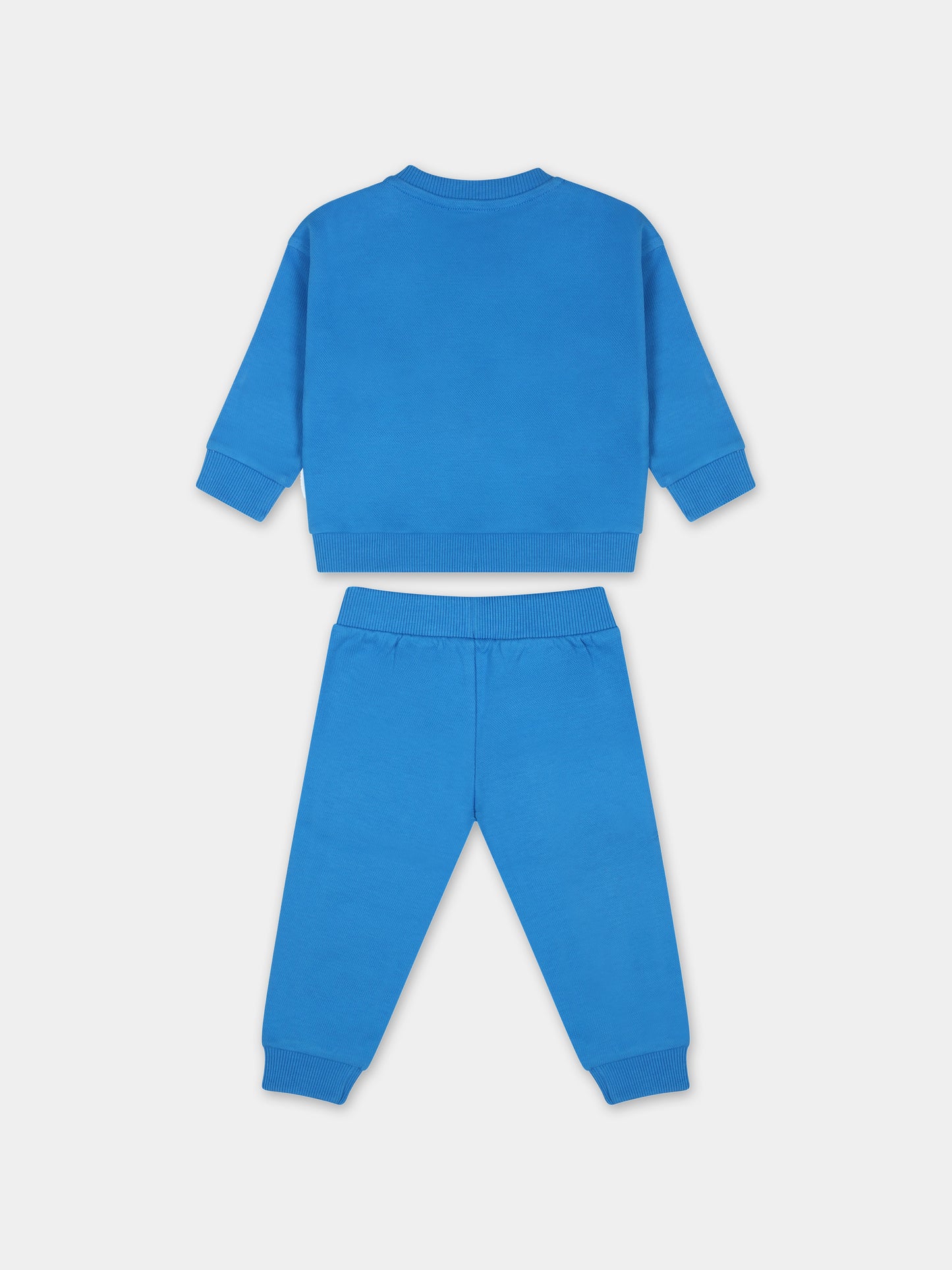 Completo blu per neonato con Teddy Bear e logo,Moschino Kids,MNK039 LCA64 41017