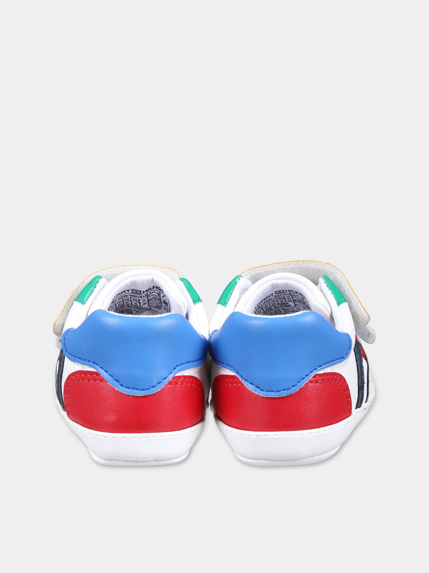Sneakers bianche per neonati con bandierina e logo,Tommy Hilfiger Junior,T0B4 33320 1582Y913