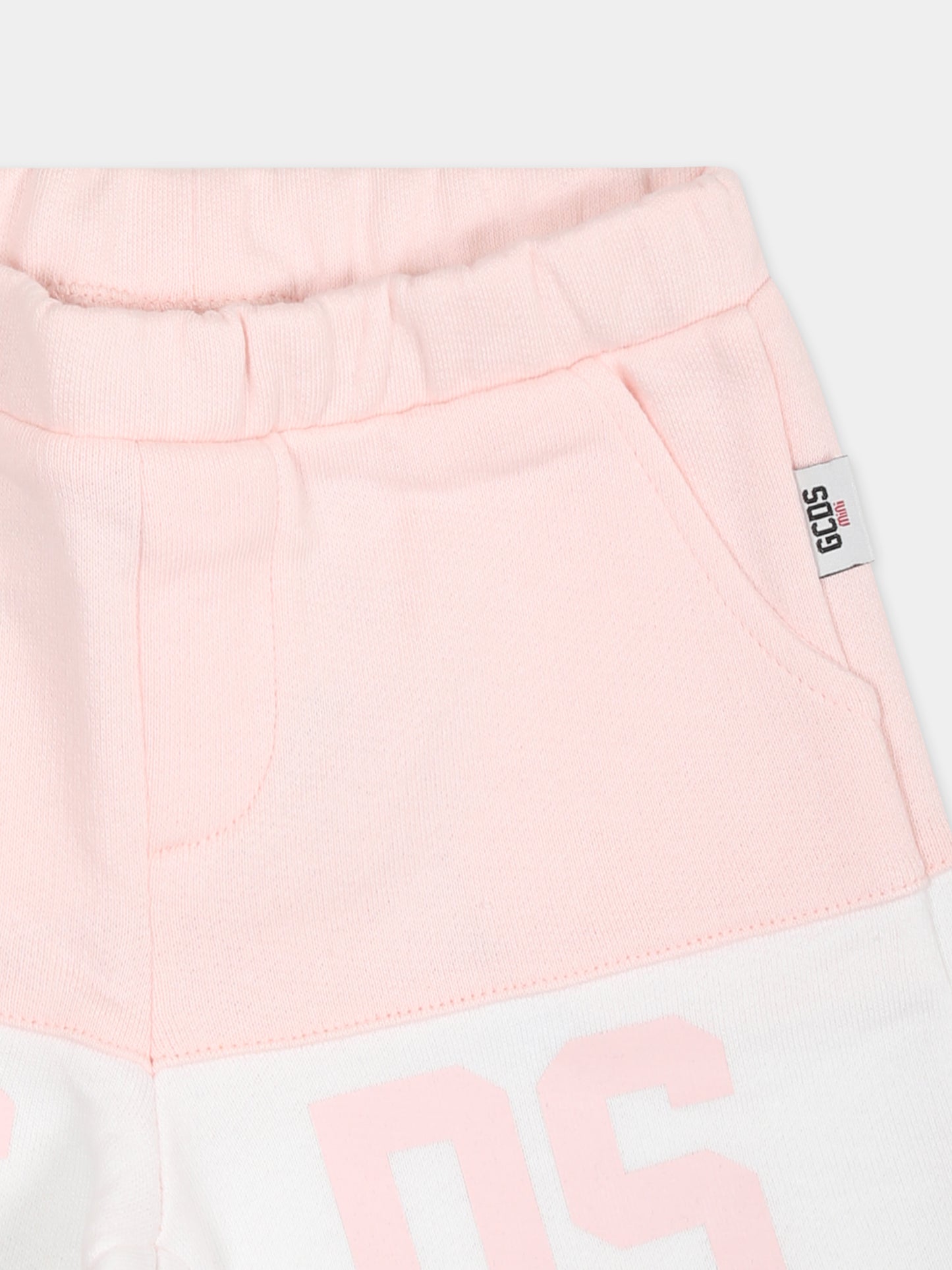 Shorts sportivi rosa per neonati con logo,Gcds Kids,GMQ002 LCA33 52483