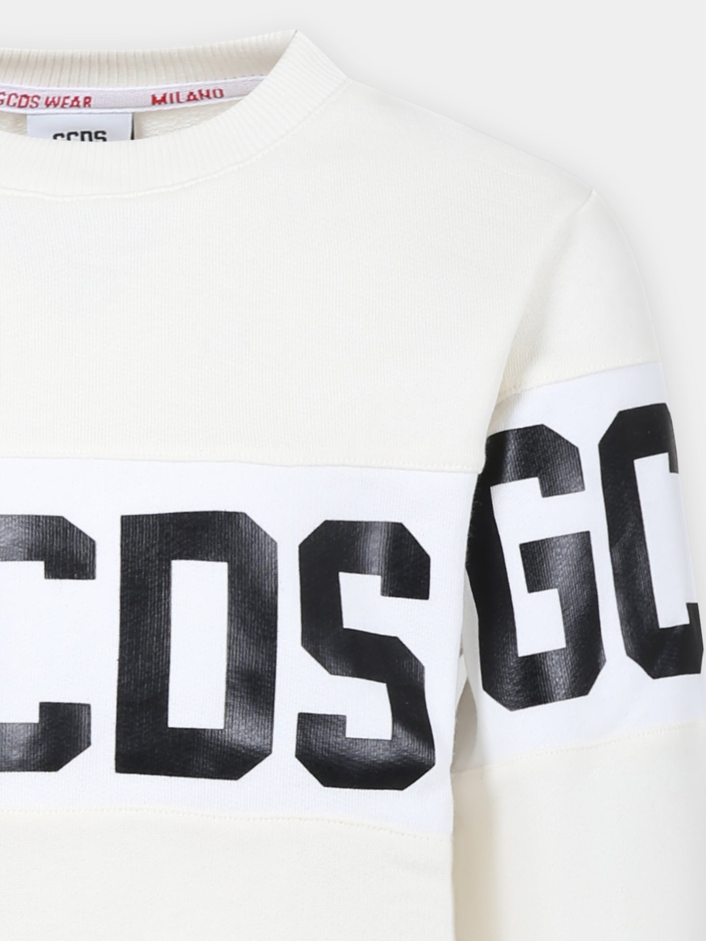 Felpa bianca per bambini con logo,Gcds Kids,DNF005 LCA33 10063