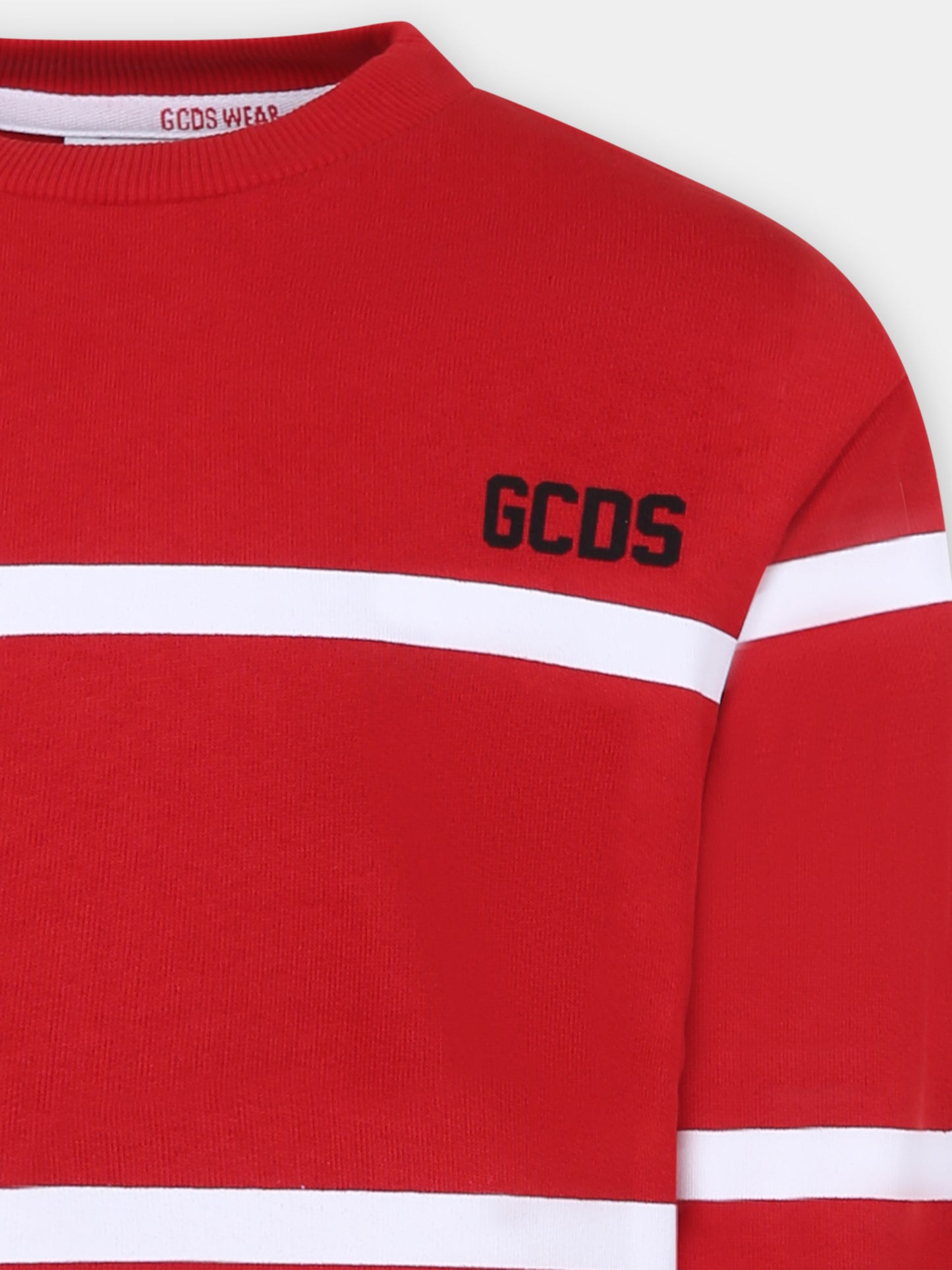 Felpa rossa per bambini con logo,Gcds Kids,DQF000 LCA52 50975