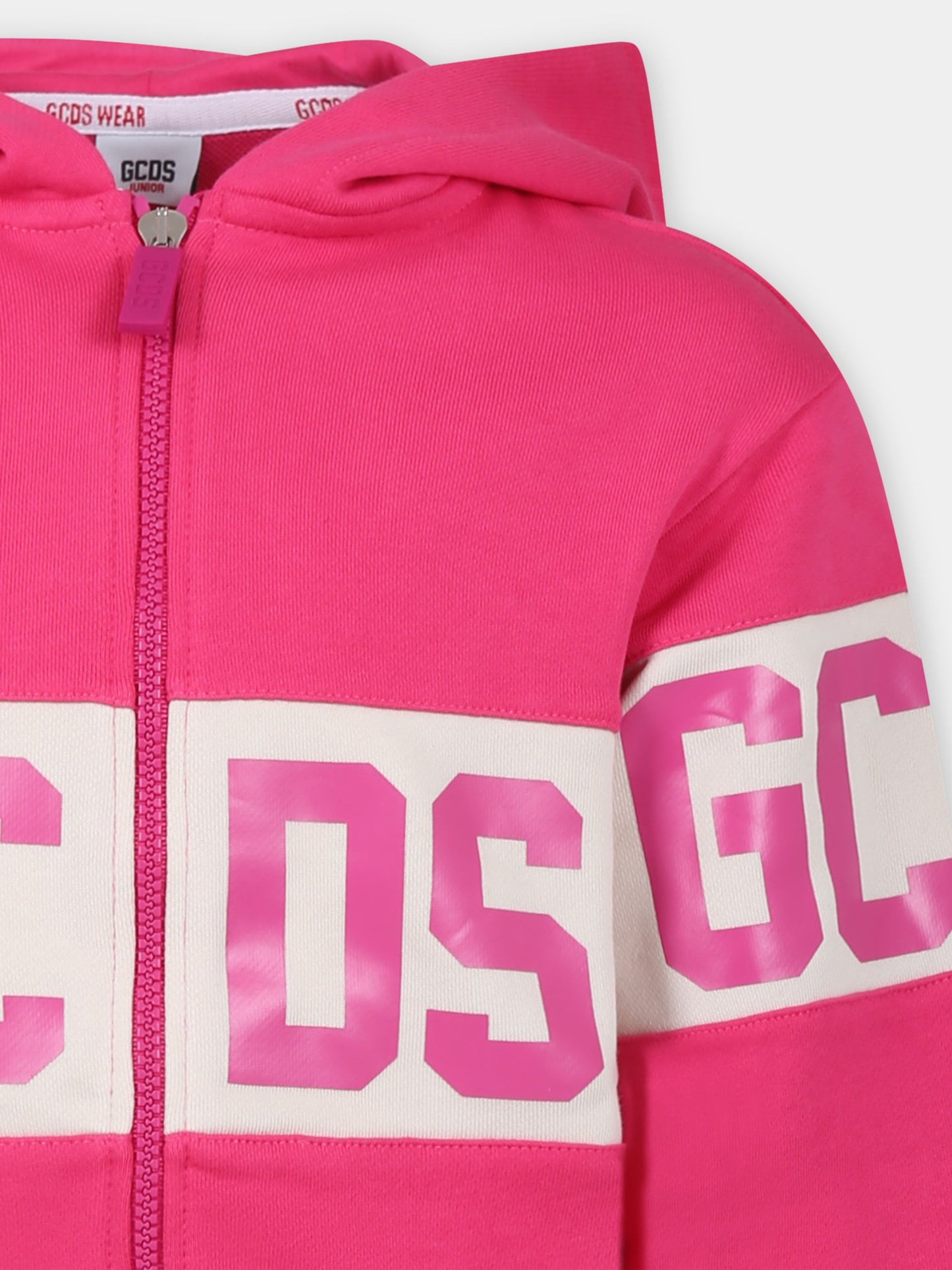 Felpa fucsia per bambina con logo,Gcds Kids,DOF004 LCA44 50605