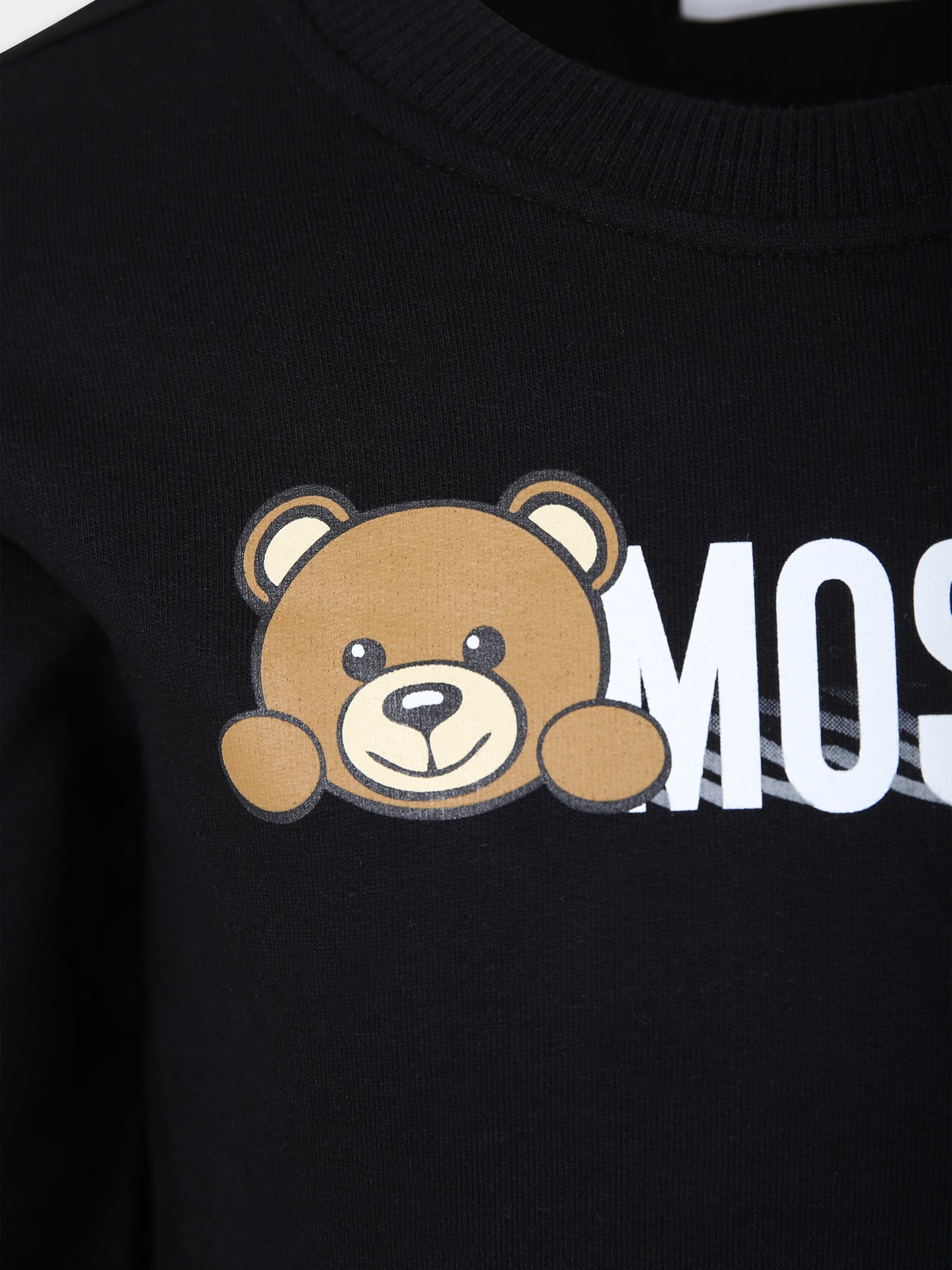 Felpa nera per bambini con logo,Moschino Kids,HWF05R LCA40 60100