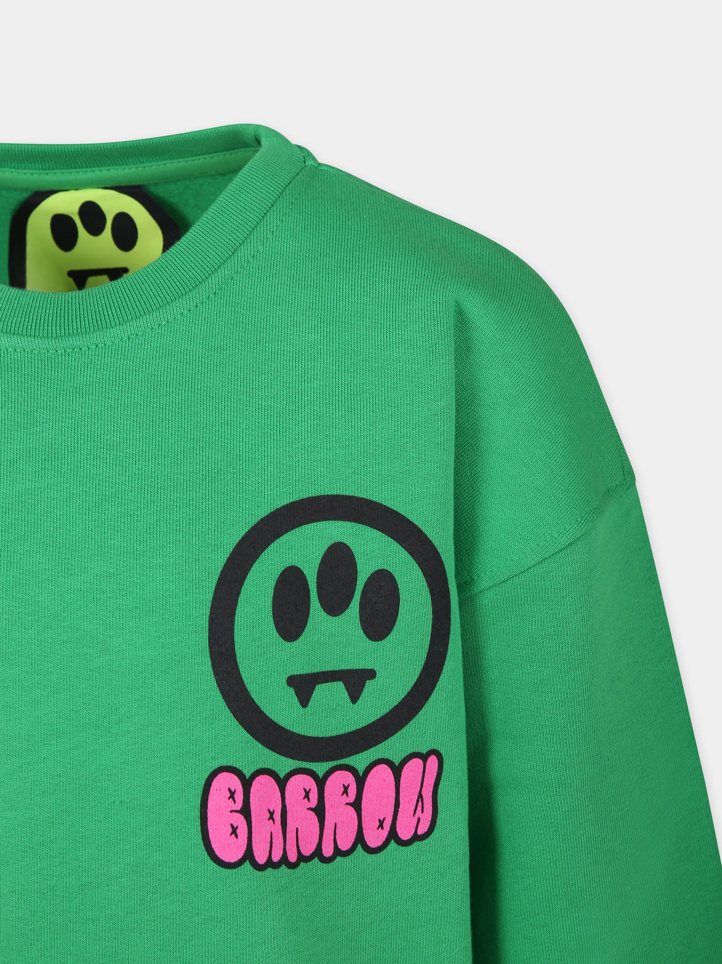 Felpa verde per bambina con logo e smile,Barrow,F3BKJGSW076 BW012
