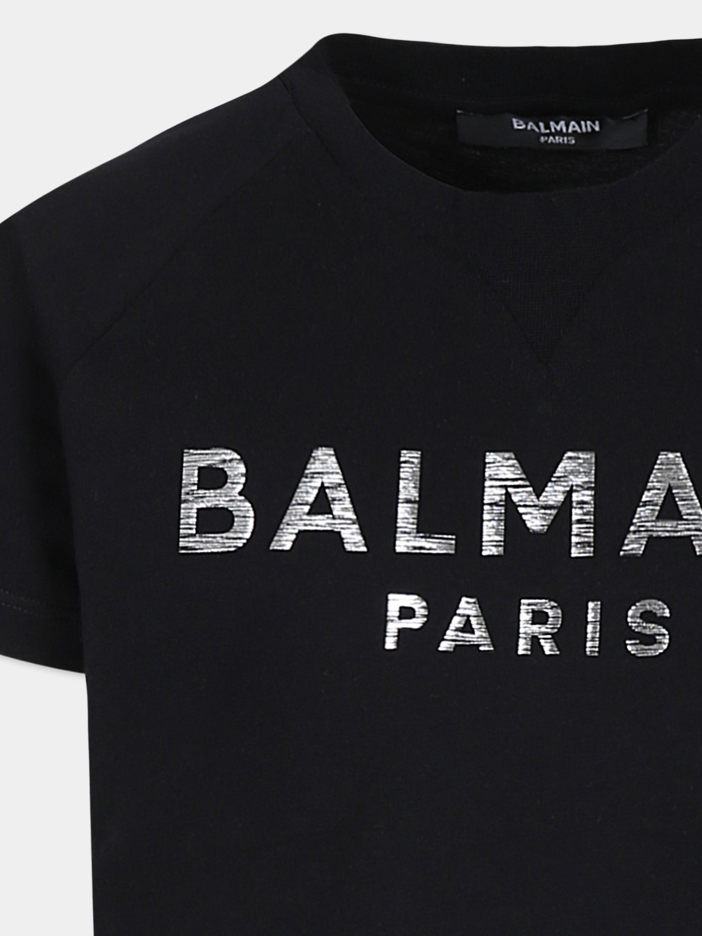 T-shirt nera per bambini con logo,Balmain Kids,BV8P11 Z0057 930AG