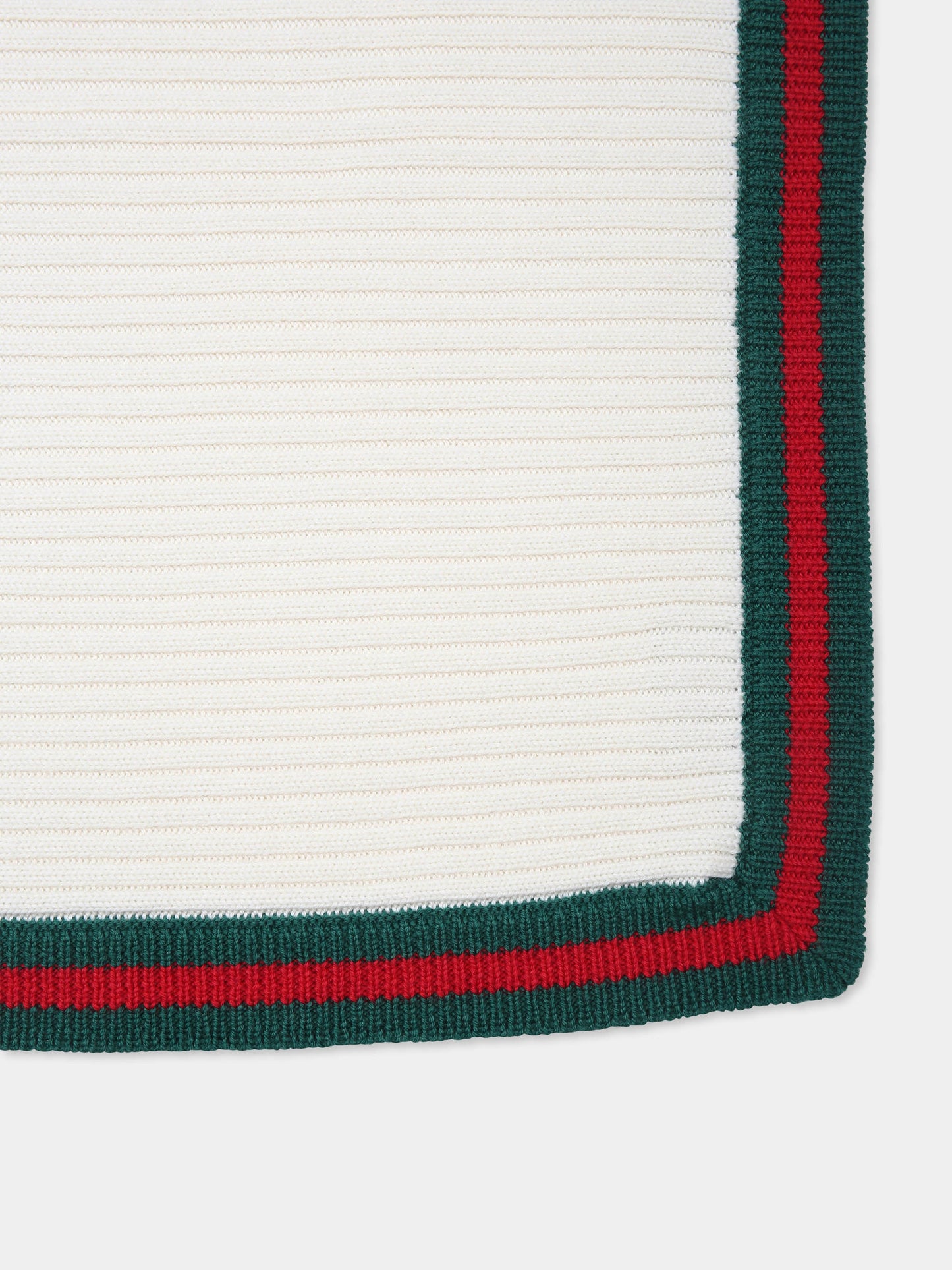 Coperta avorio per neonati con dettaglio Web,Gucci Kids,793469 3K206 9166