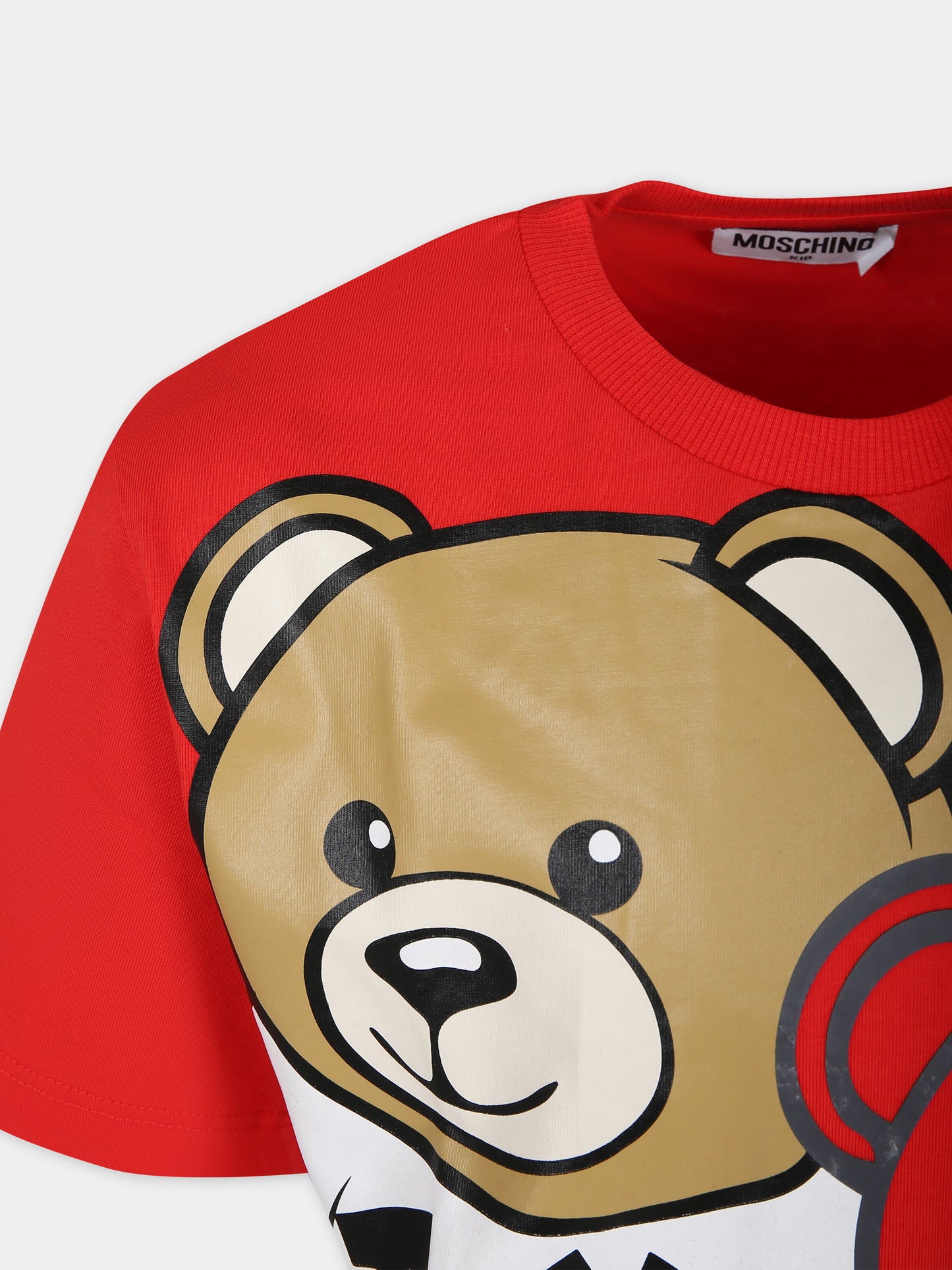 T-shirt rossa per bambino con Teddy Bears,Moschino Kids,HQM03R LAA20 50109