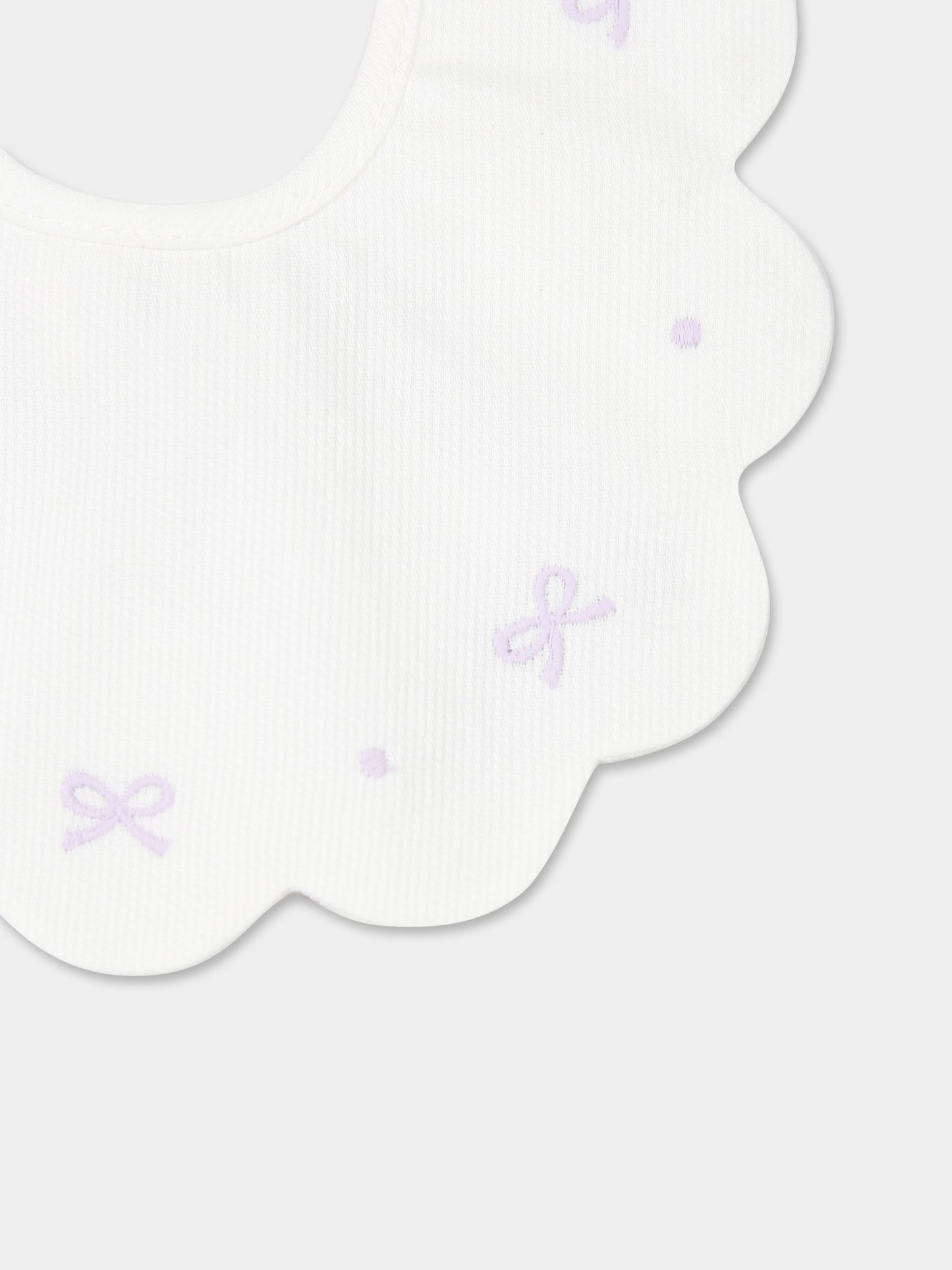 Bavaglino bianco per neonata,Little Bear,2043 LATTE/GLICINE