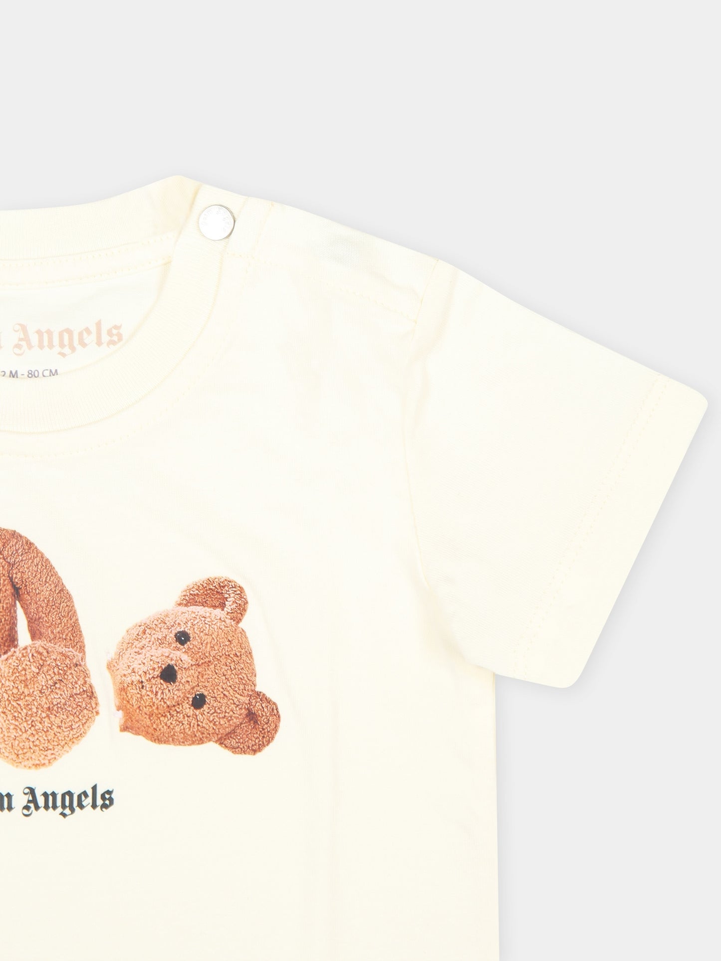 T-shirt avorio per neonato con logo,Palm Angels,PBXB001F24JER0010460