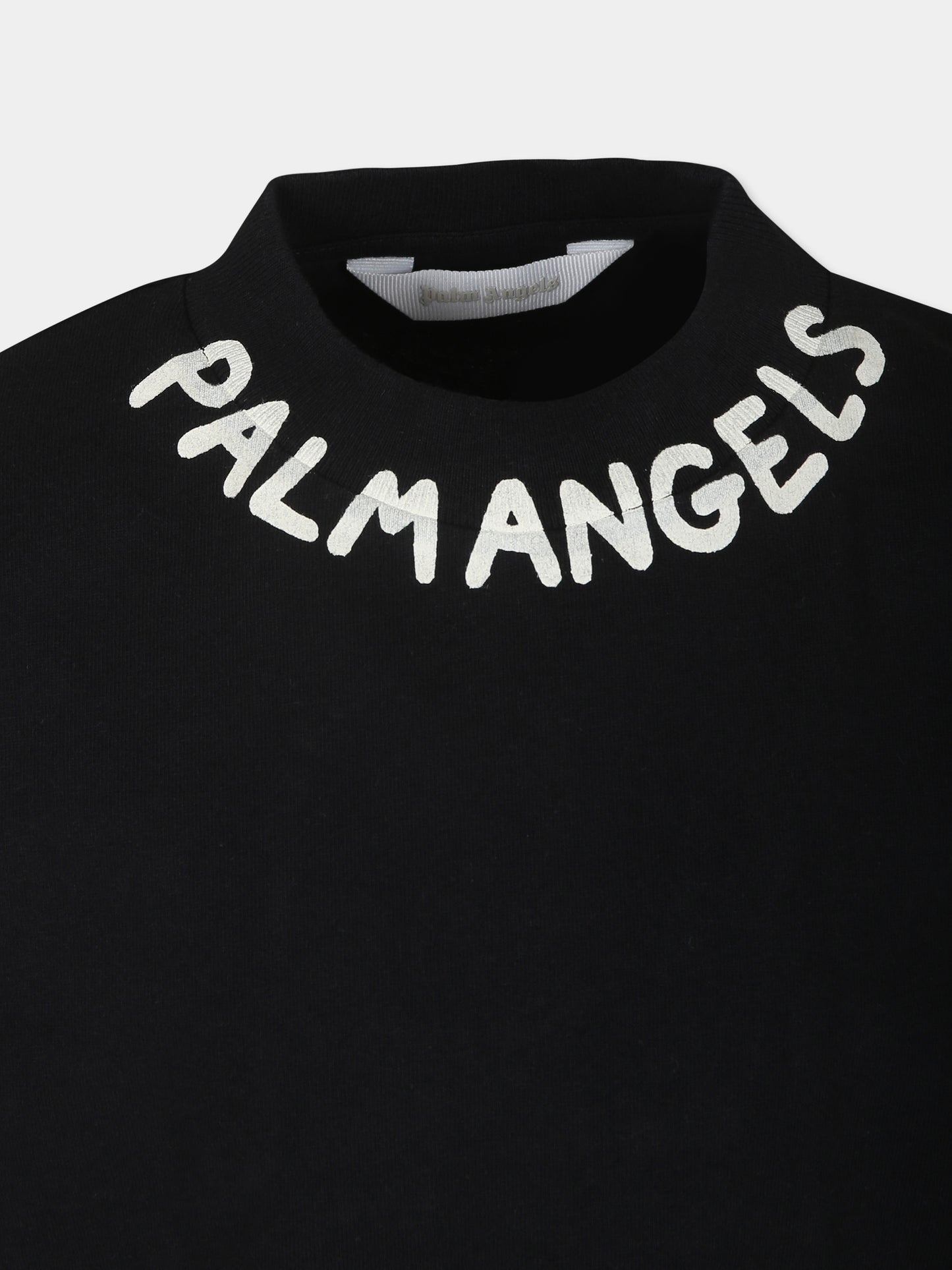 T-shirt nera per bambino con logo,Palm Angels,PBAA002F24JER0011004